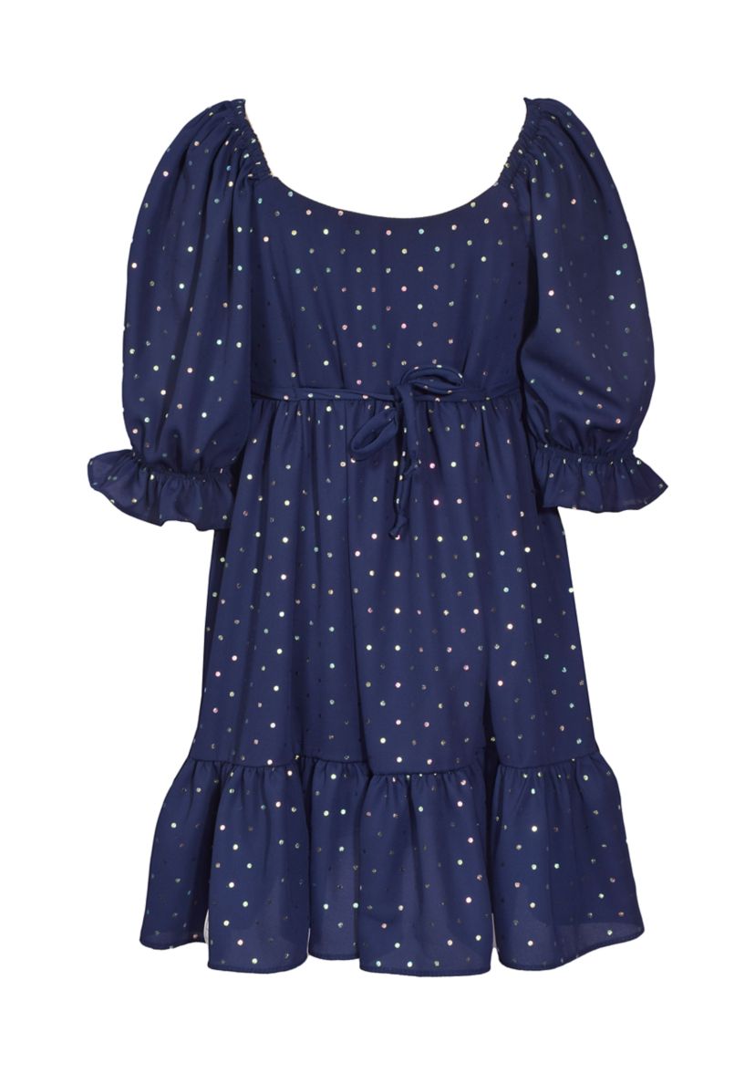 Girls 7-16 Foiled Dot Crepe Dress