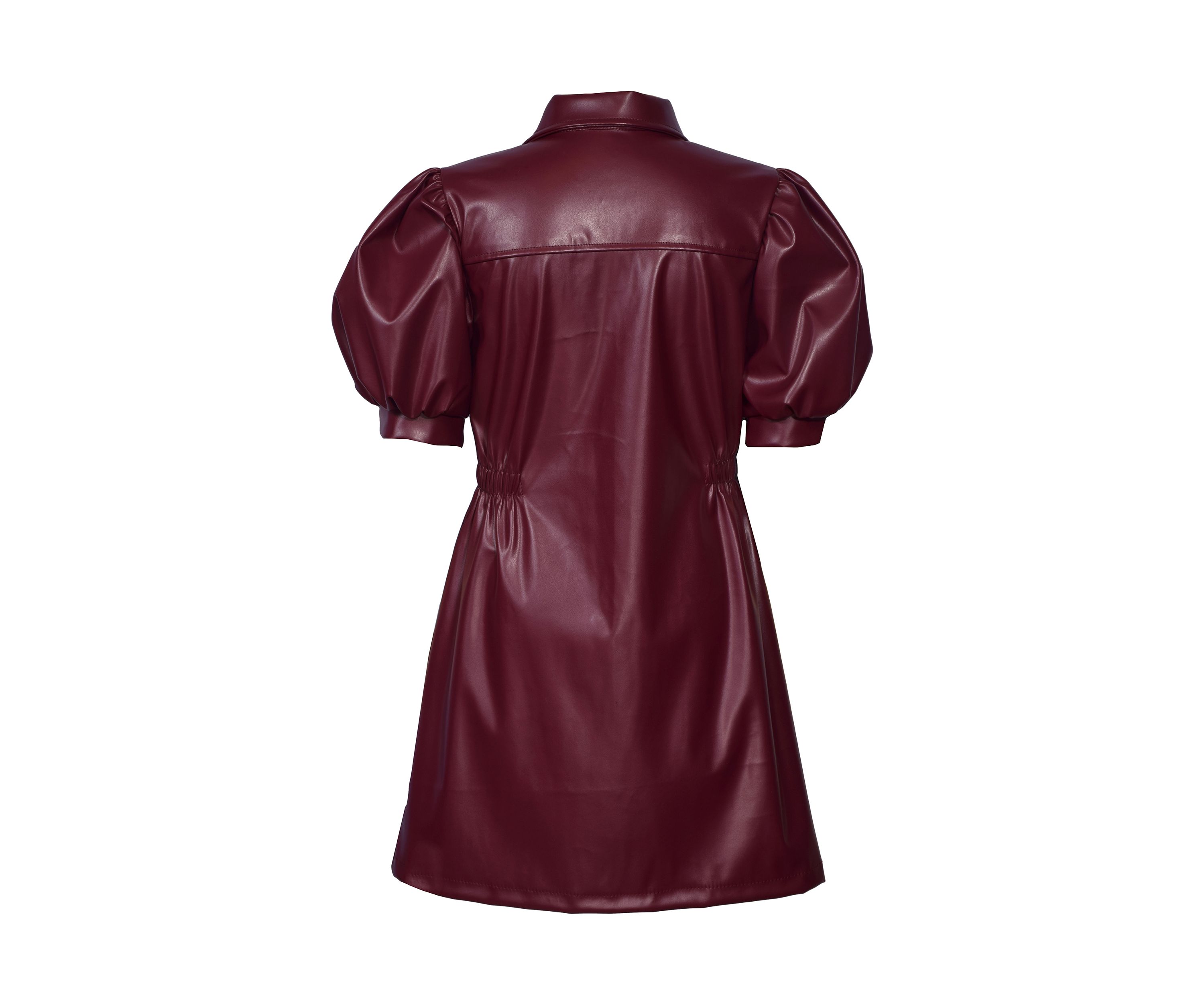 Girls 7-16 Puff Sleeve Leather Shirtdress