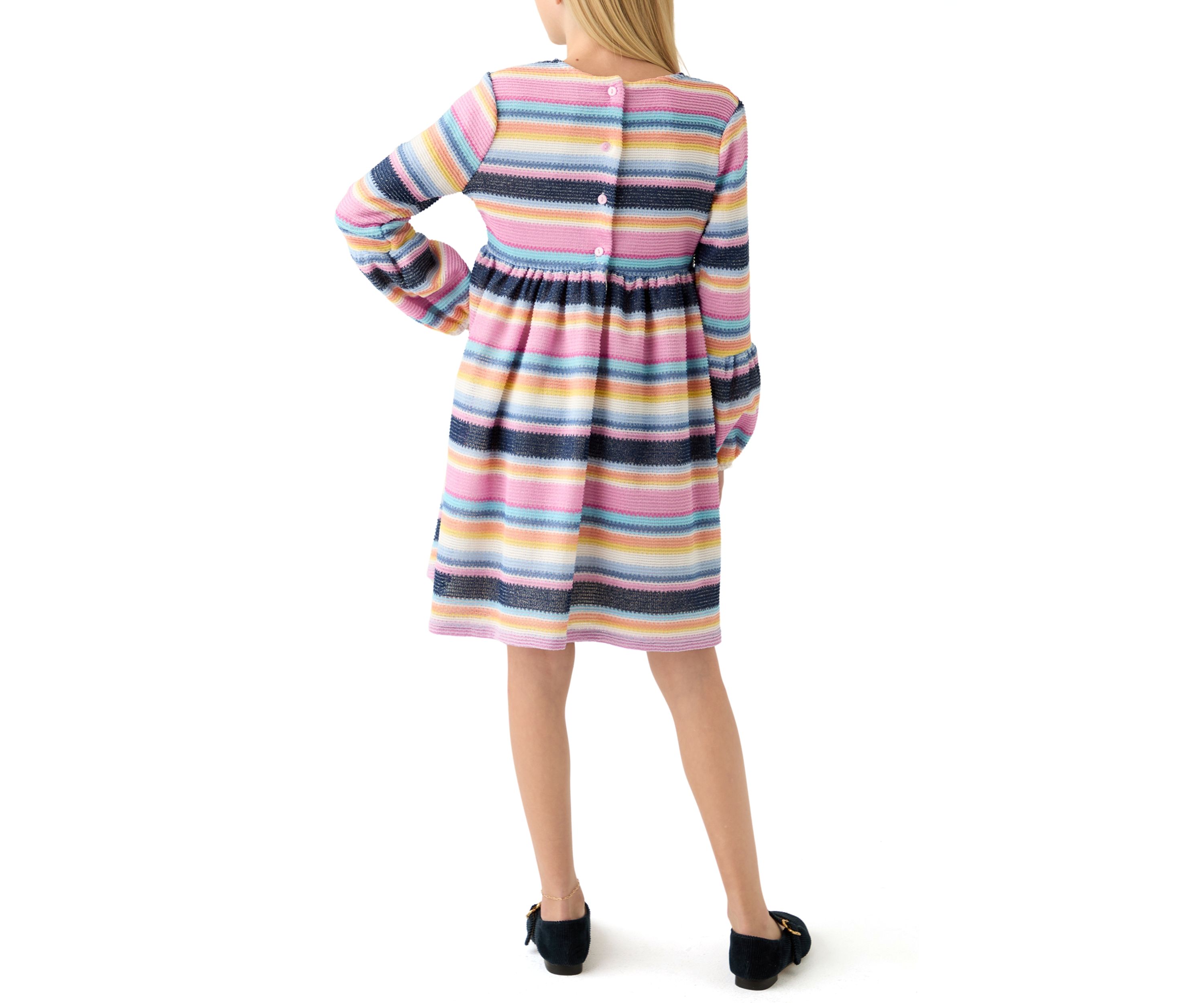 Girls 7-16 Stripe Lantern Sleeve Dress