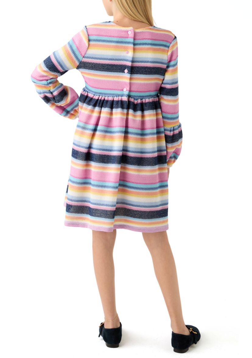 Girls 7-16 Stripe Lantern Sleeve Dress