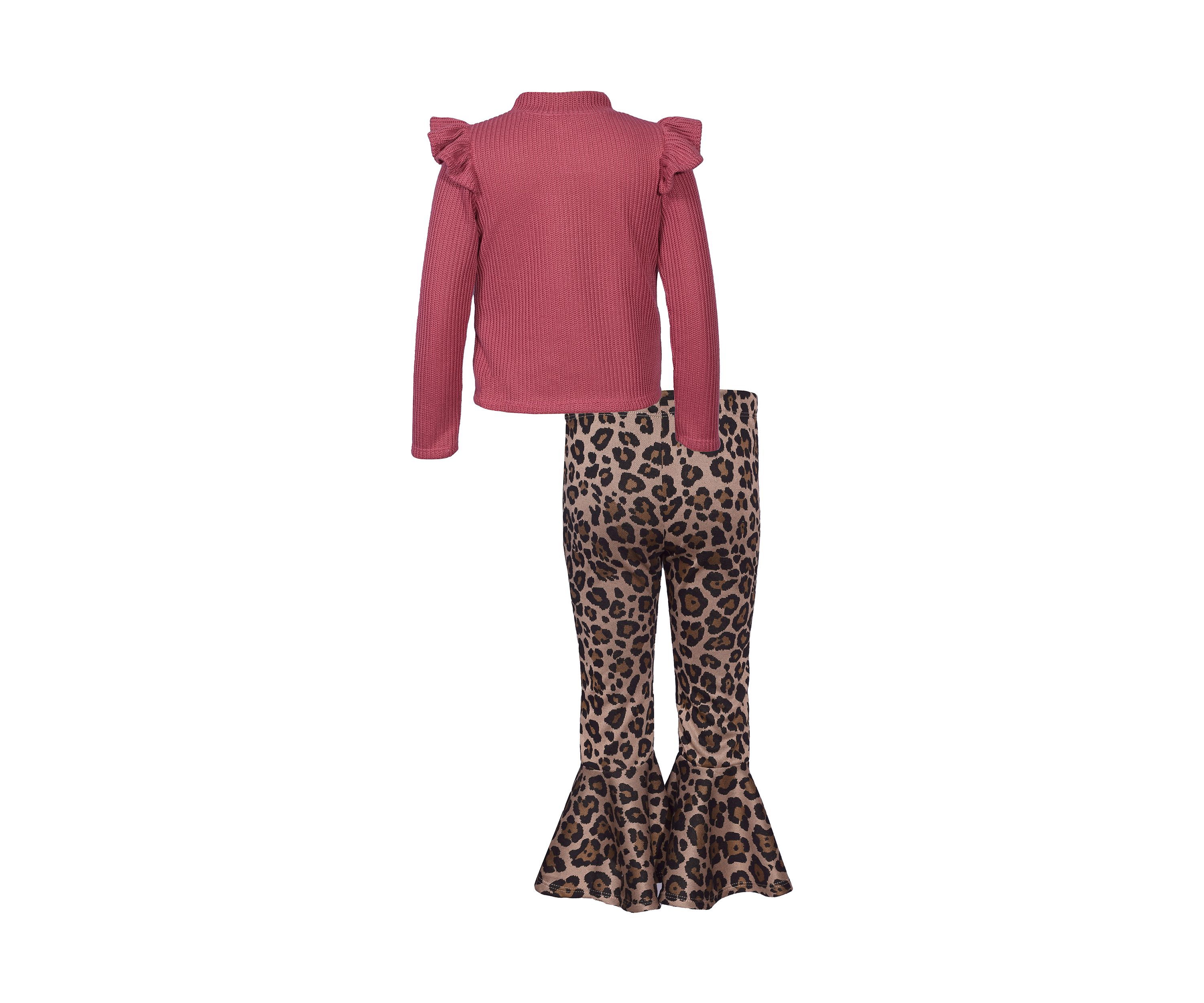 Girls 7-16 Mock Neck Top and Printed Flare Leggings