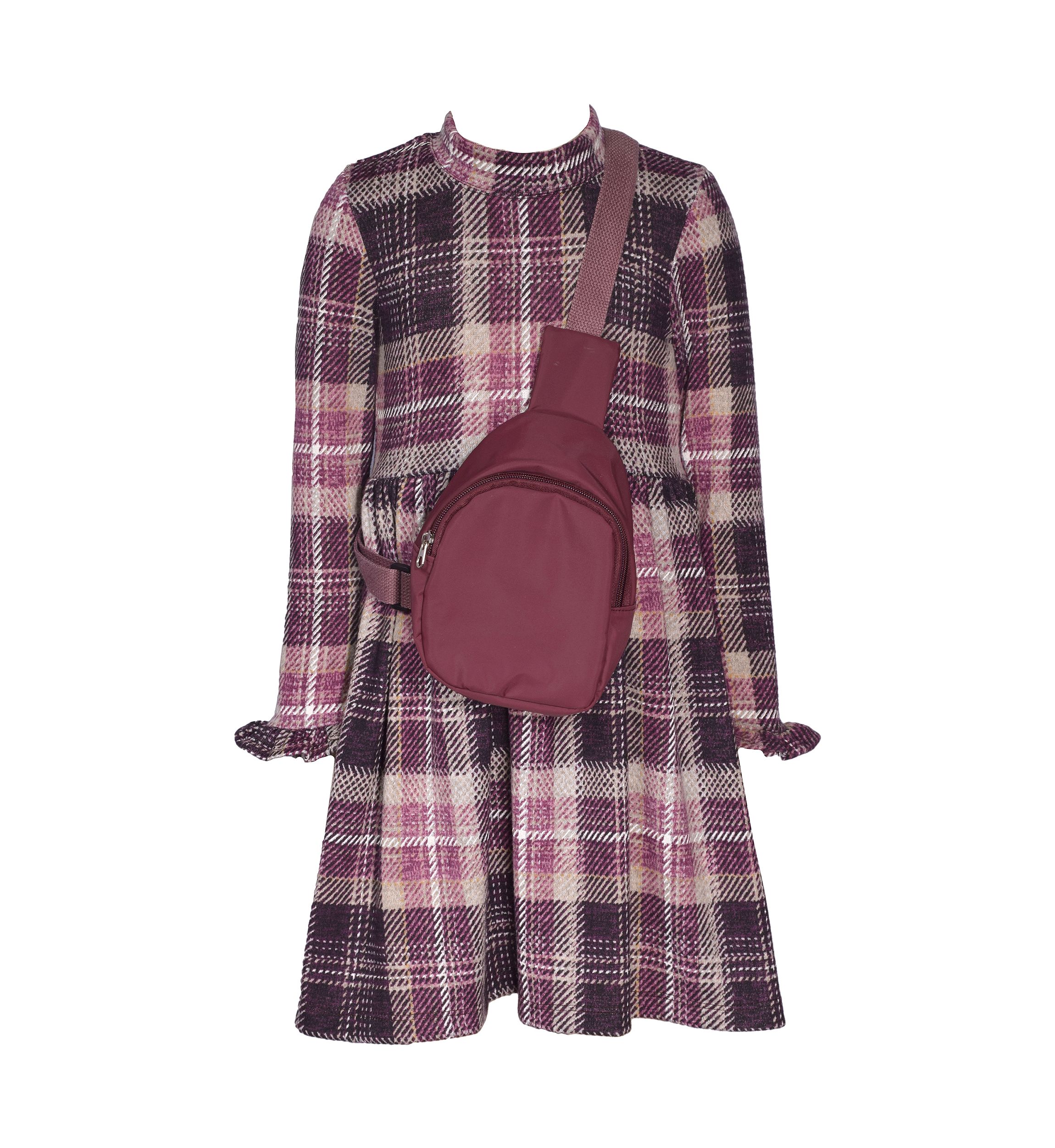 Girls 7-16 Double Knit Printed Dress with Bag