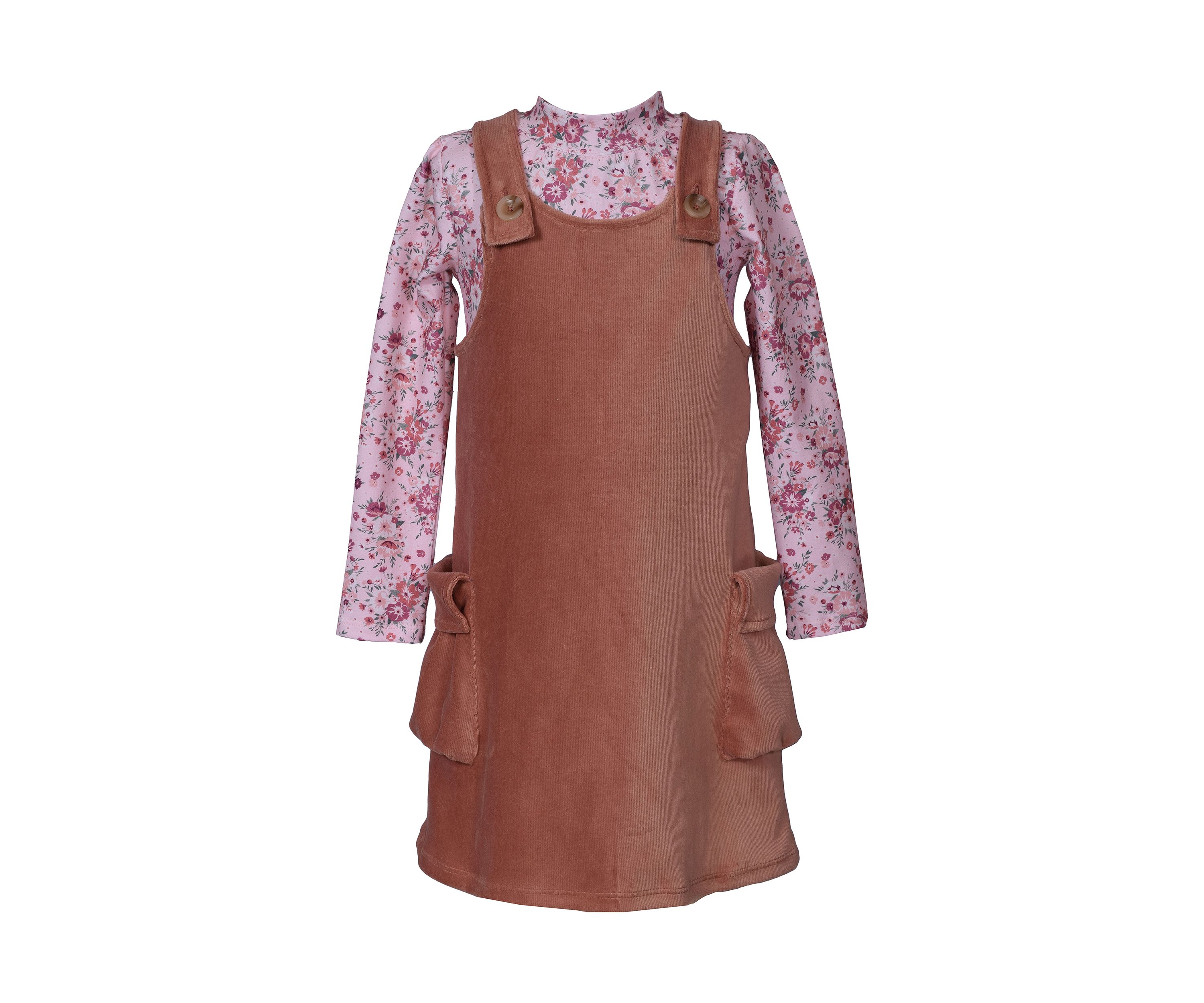 Girls 7-16 Jumper Dress with Printed Top