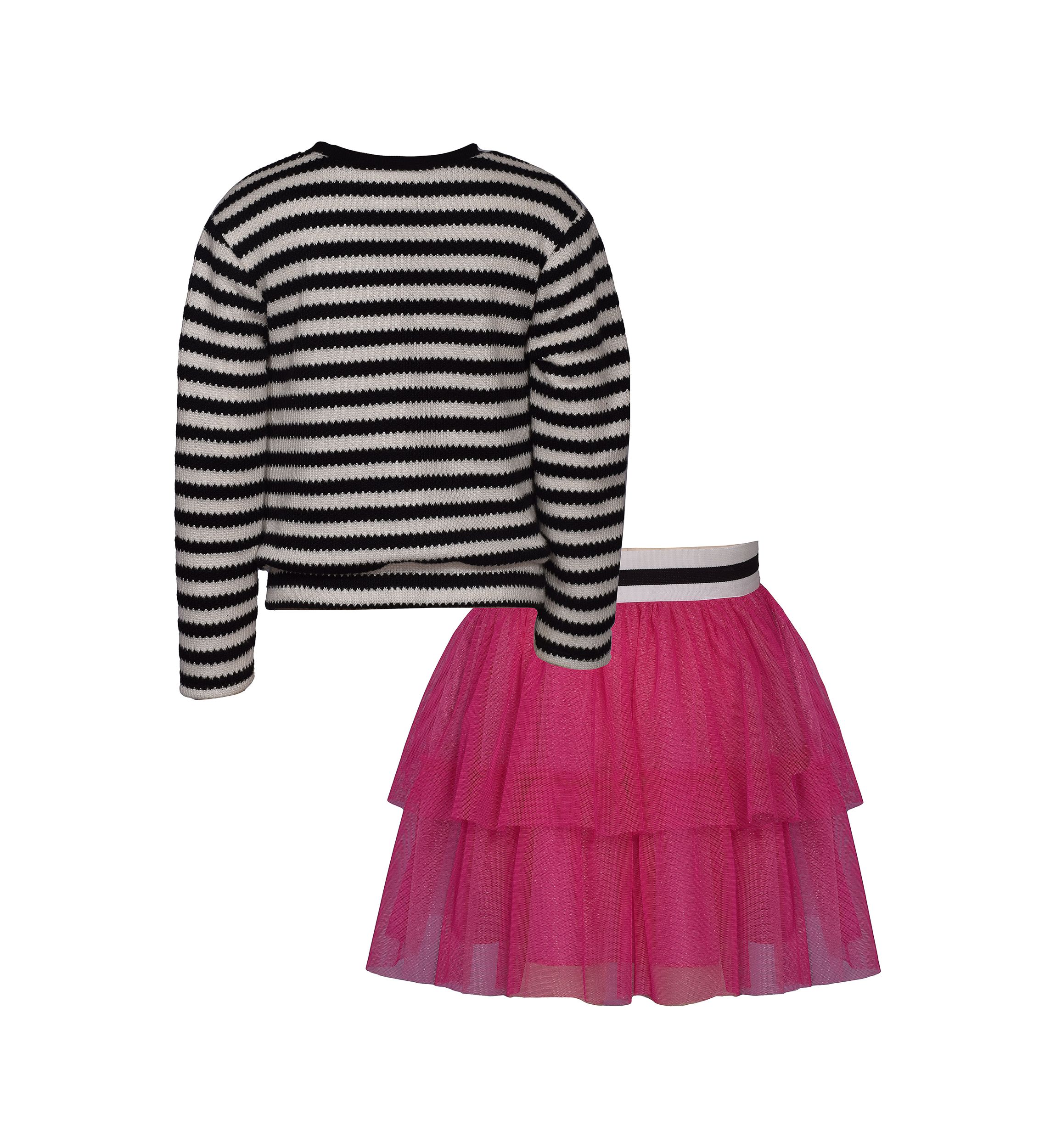 Girls 7-16 Stripe Top and Mesh Skirt Set