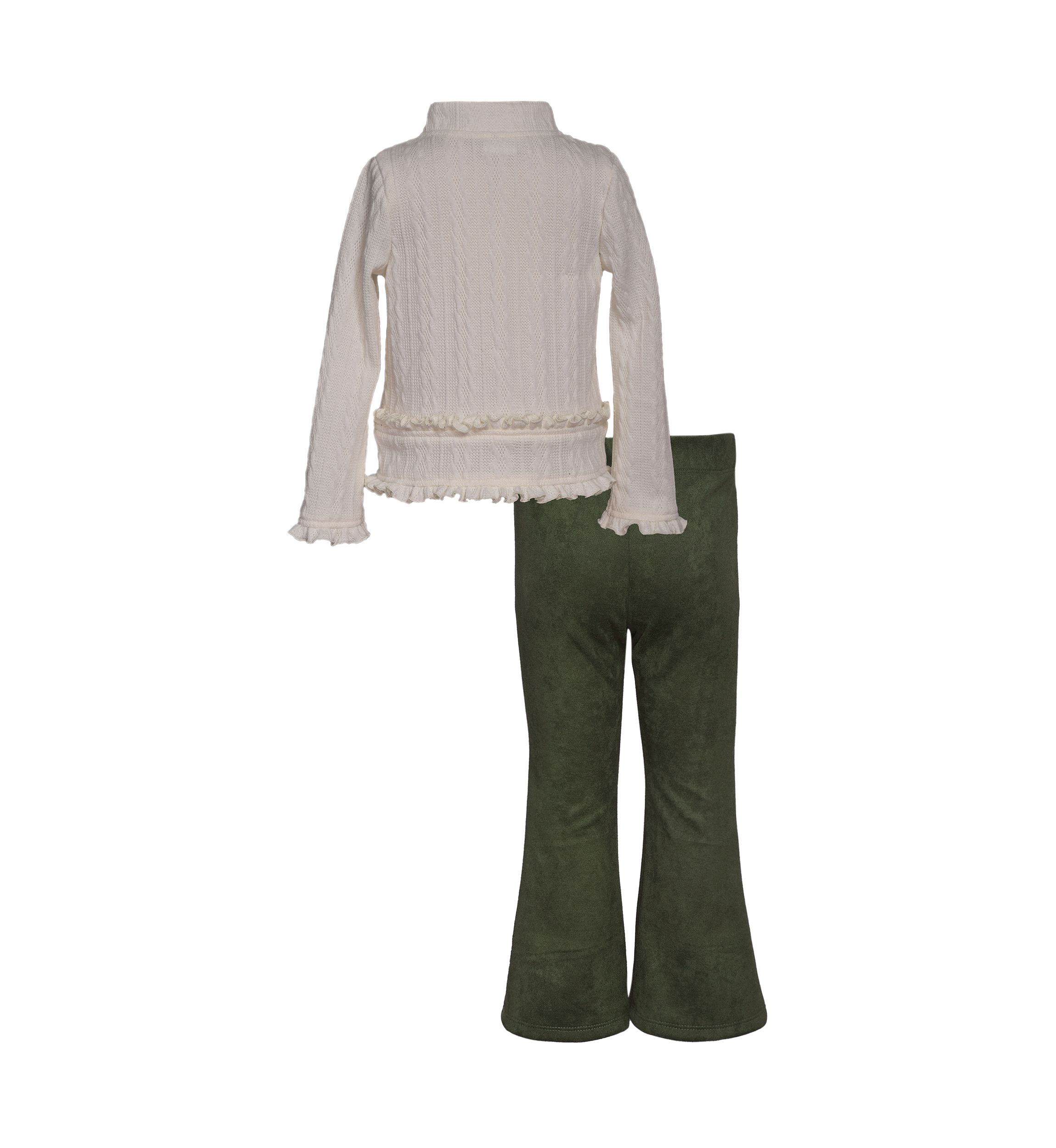 Girls 7-16 Ruffle Knit Top and Faux Suede Pants Set