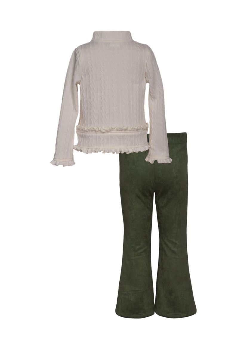 Girls 7-16 Ruffle Knit Top and Faux Suede Pants Set