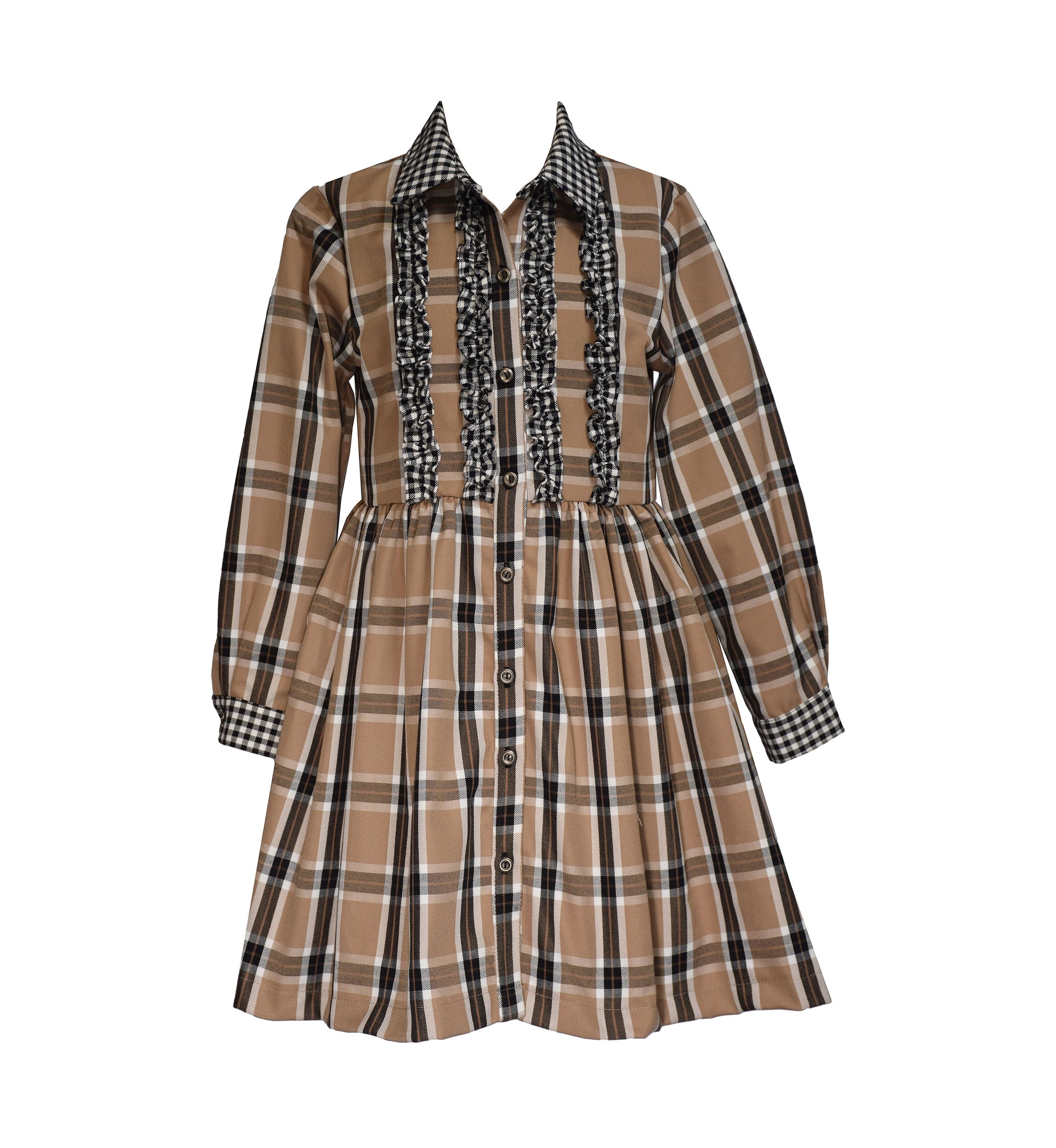 Boys 8-20 Plaid Ruffle Button Front Dress