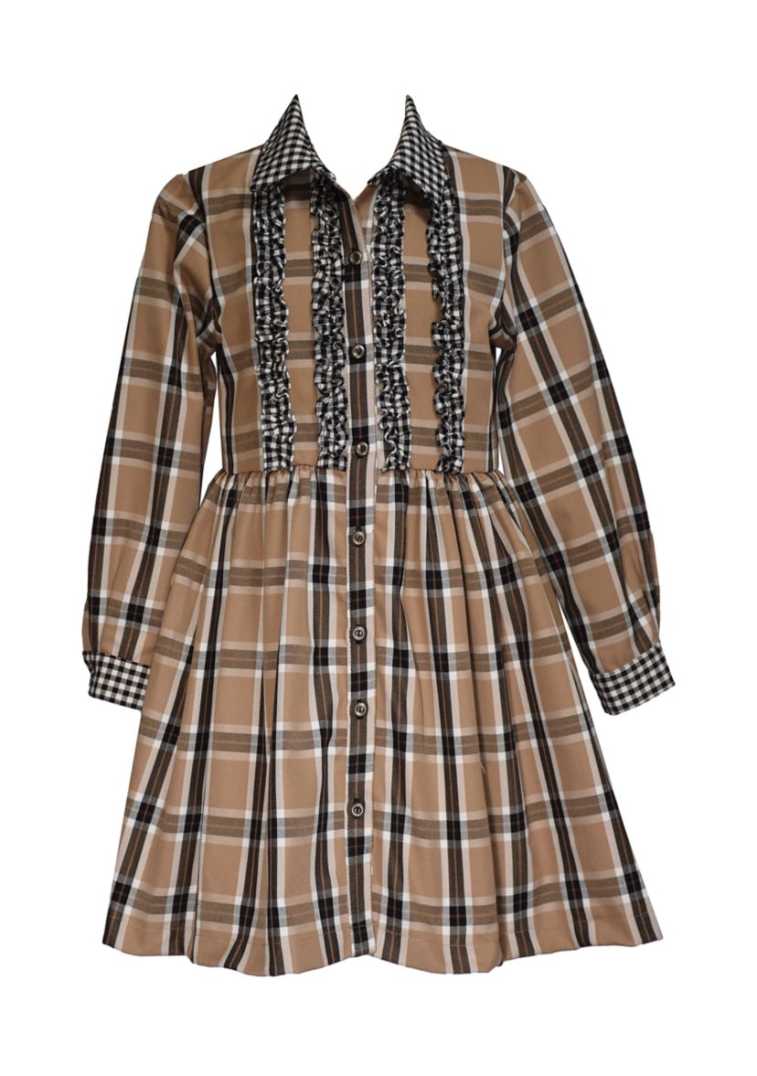 Boys 8-20 Plaid Ruffle Button Front Dress