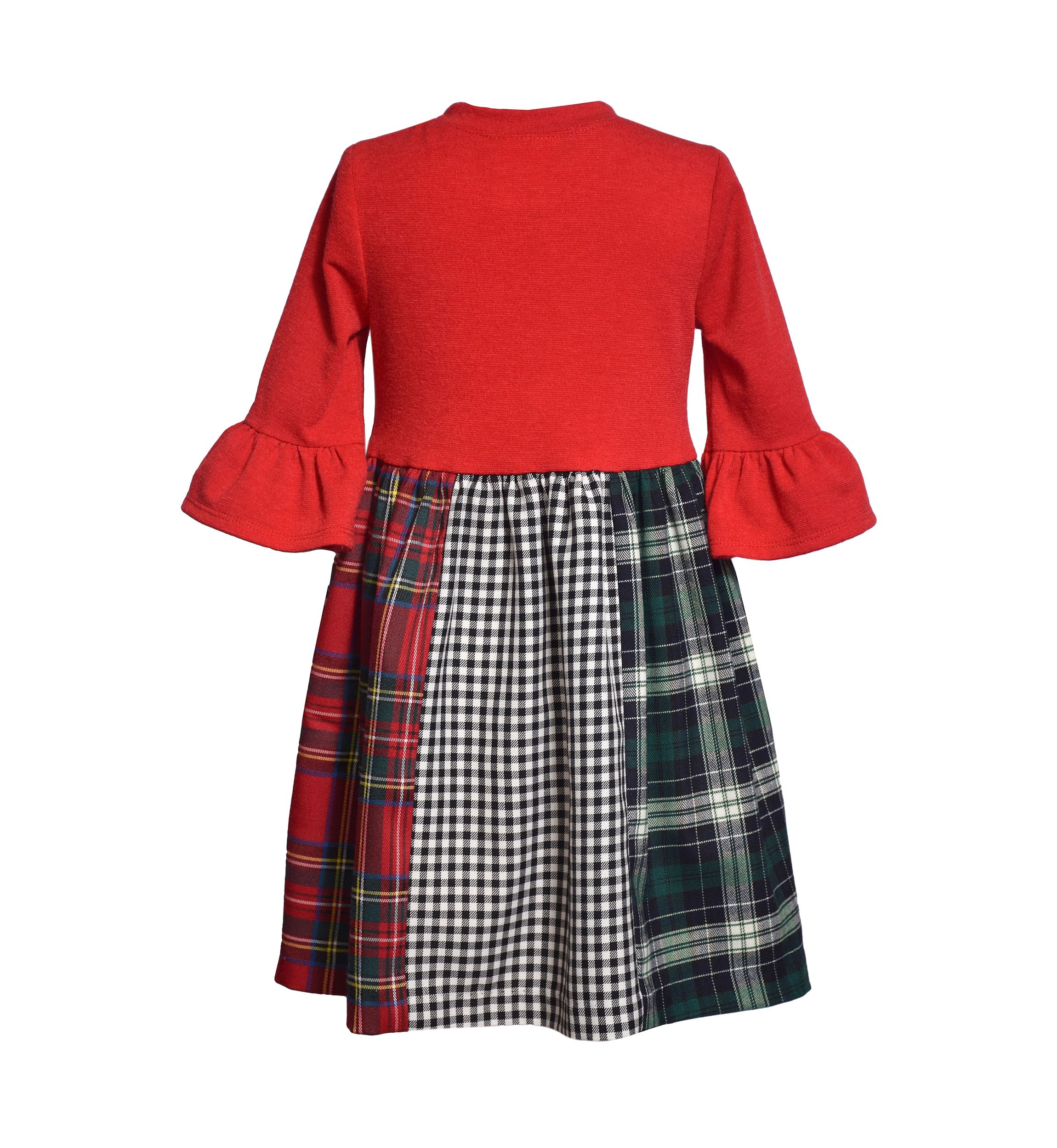 Girls 7-16 Holiday Plaid Bell Sleeve Dress