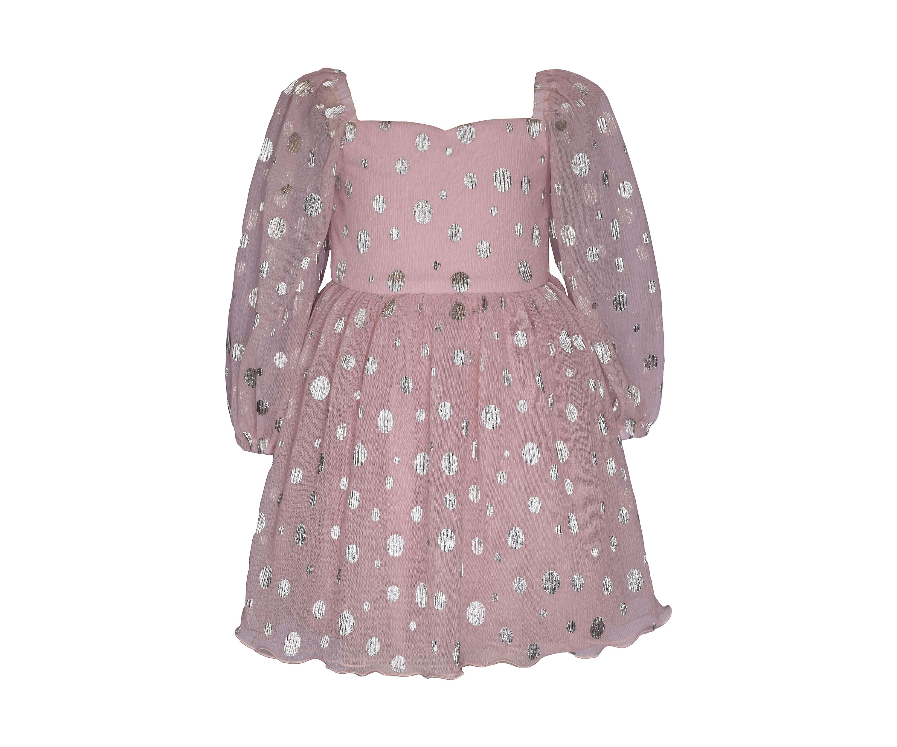 Girls 4-6x Mesh Dress with Foil Dot Prints