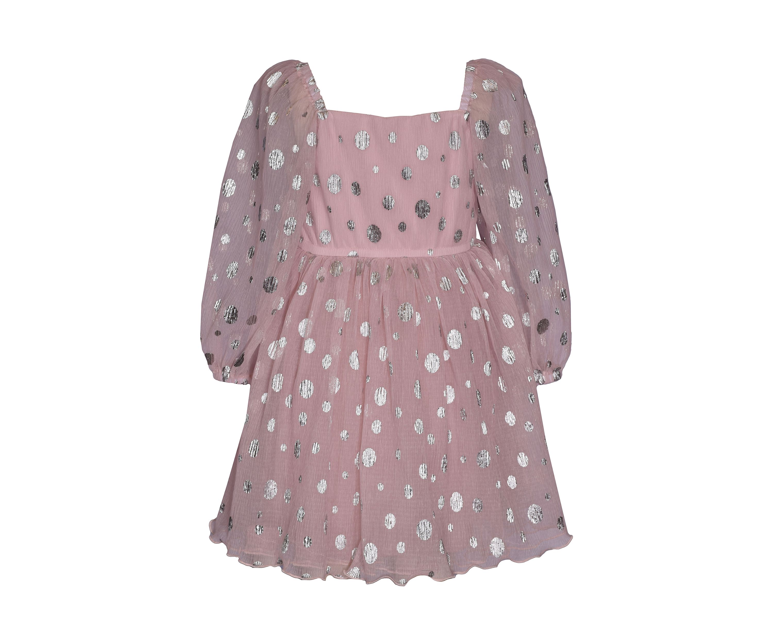 Girls 4-6x Mesh Dress with Foil Dot Prints