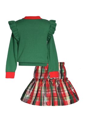Bonnie Jean Girls 4 6x Christmas Sweatshirt and Plaid Skirt Set belk