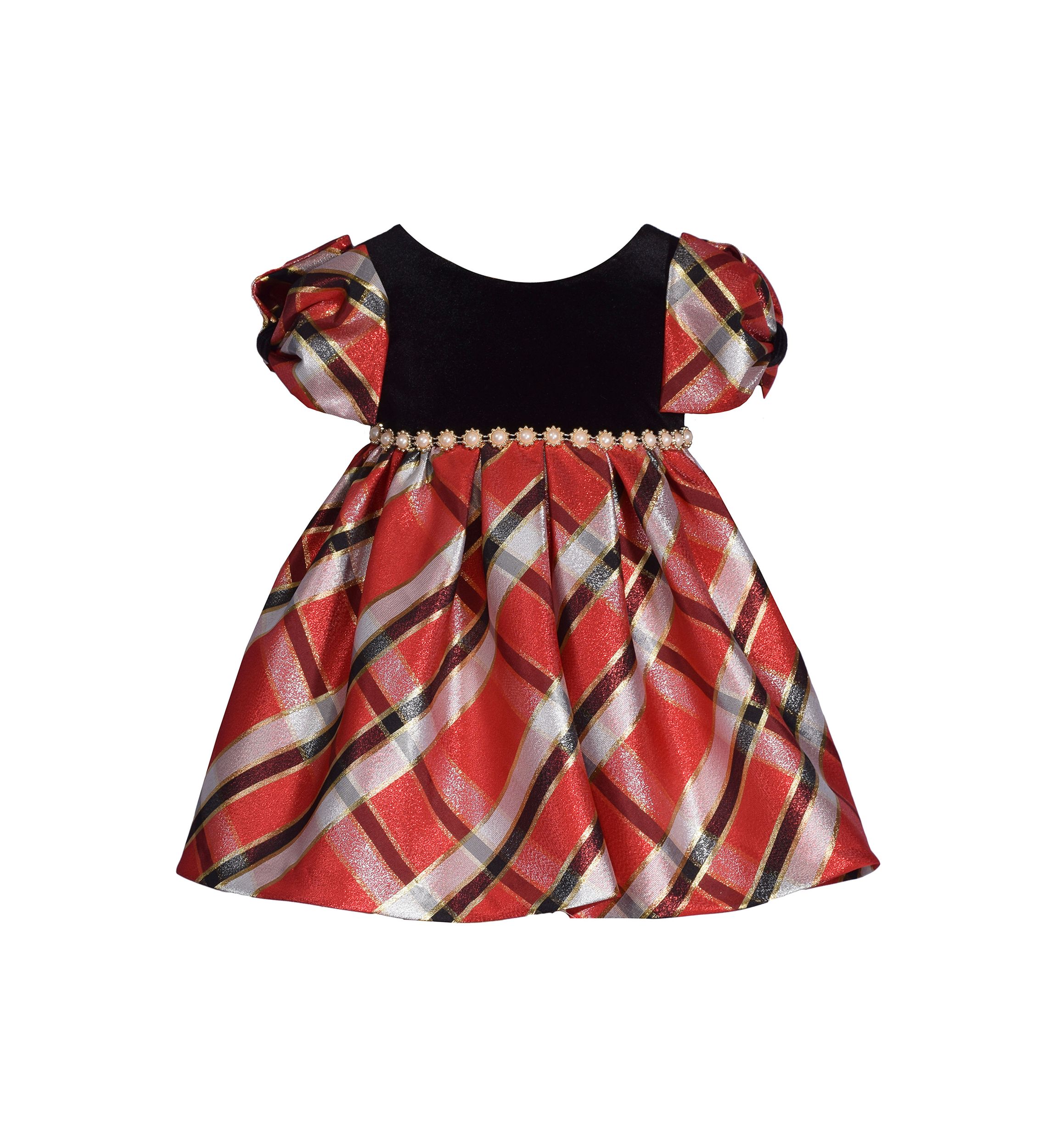 Girls 4-6x Plaid Dress with Velvet Bodice
