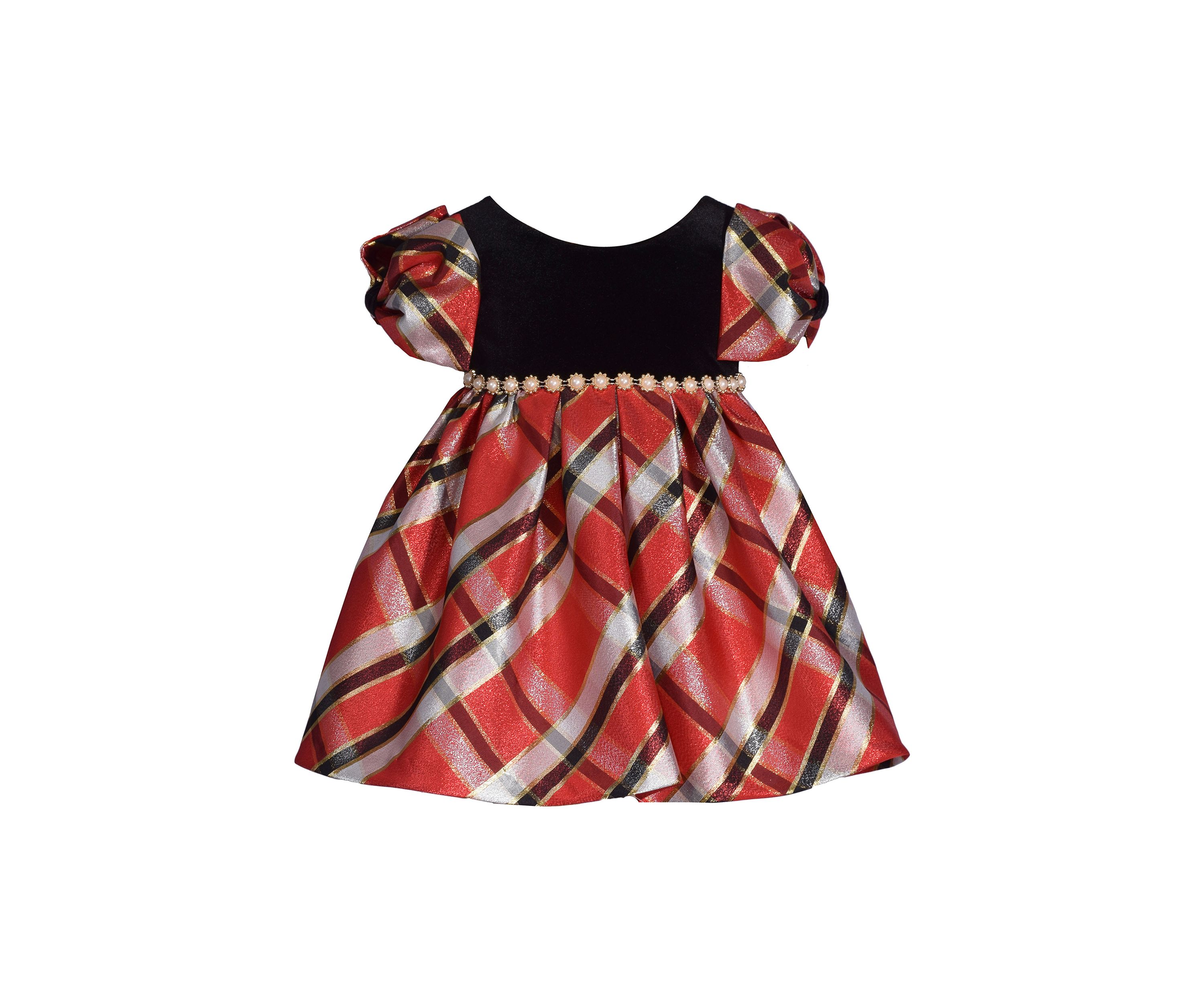 Girls 4-6x Plaid Dress with Velvet Bodice