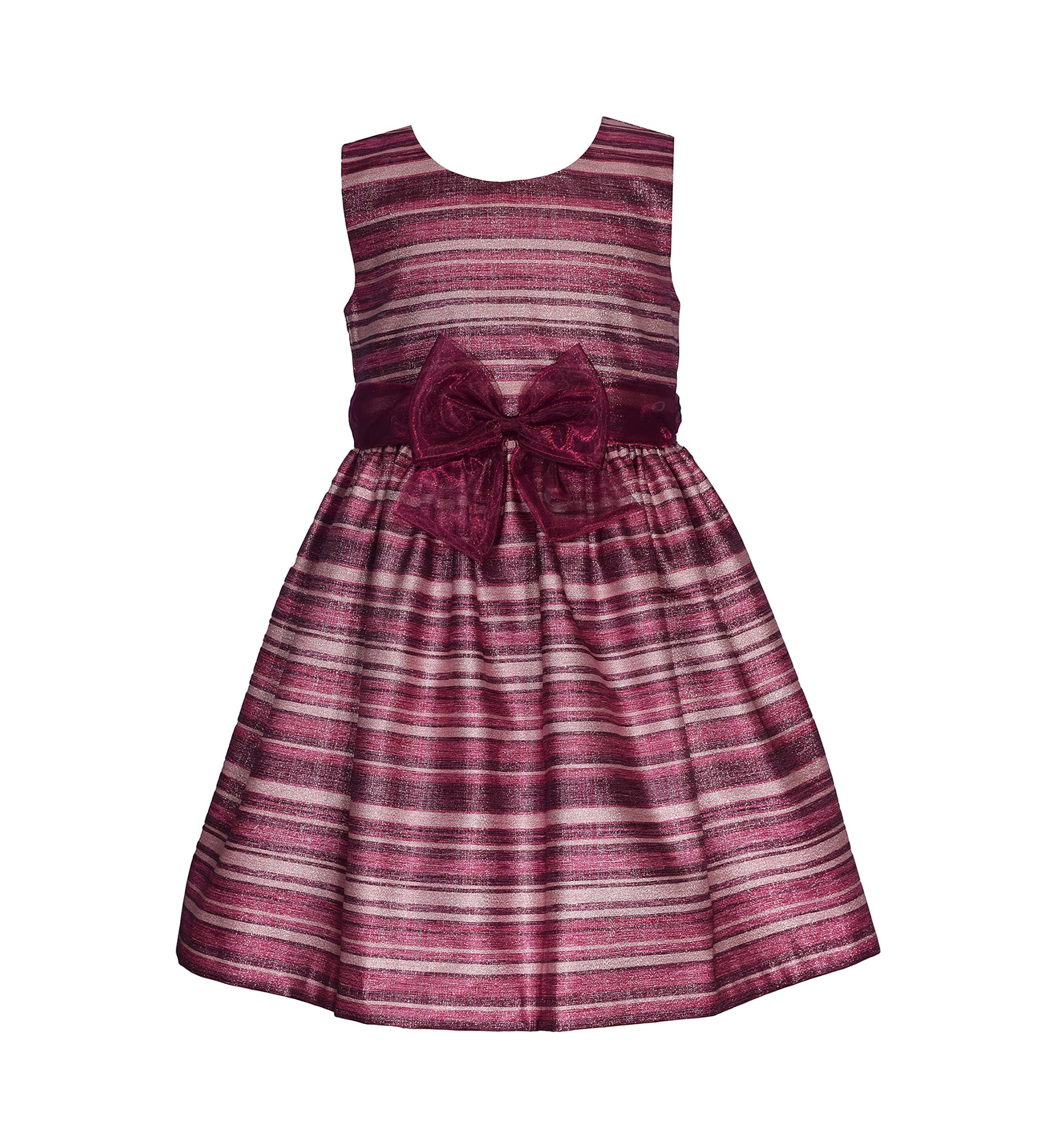 Girls 4-6 Velvet Cardigan and Stripe Dress with Bow