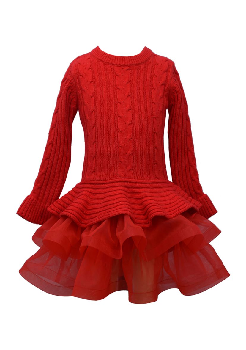 Girls 4-6x Cable Knit Sweater Dress with Tutu