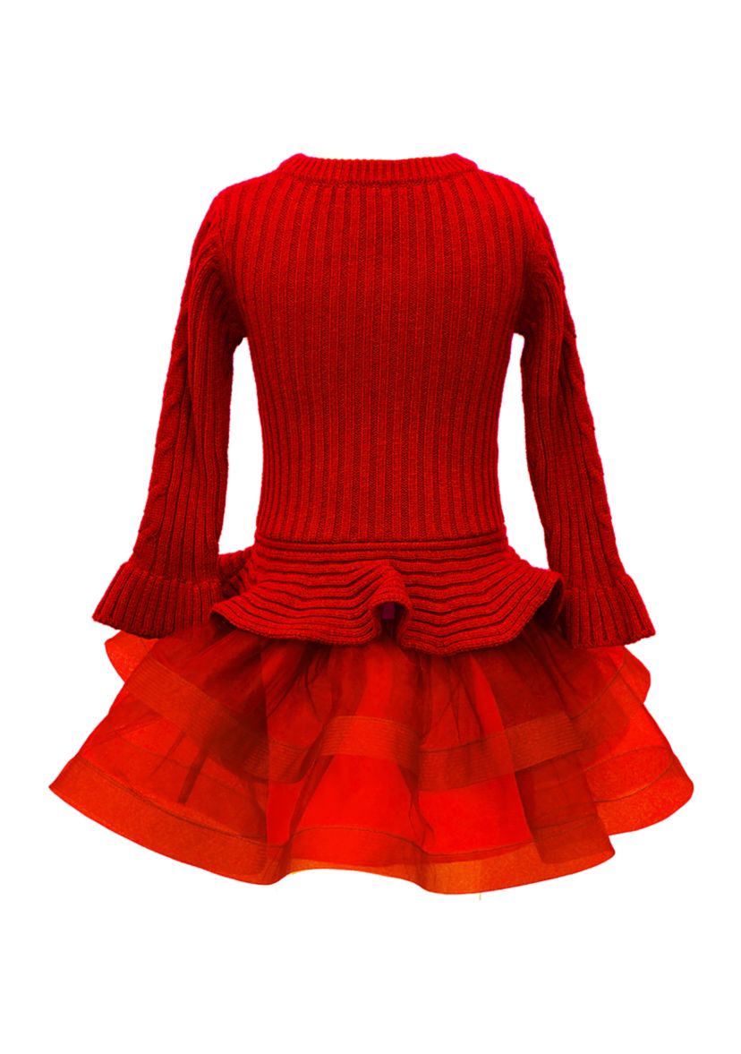 Girls 4-6x Cable Knit Sweater Dress with Tutu
