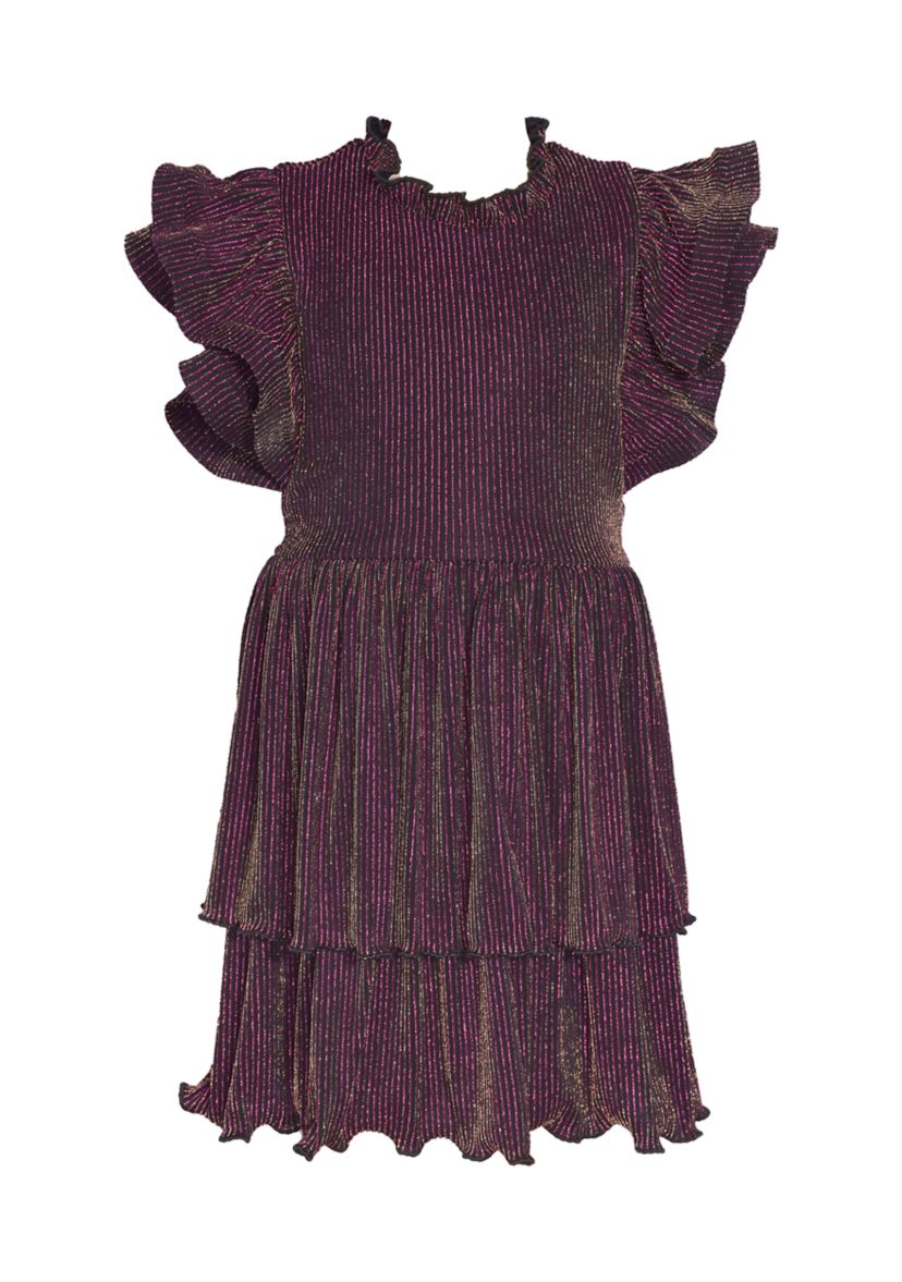 Girls 4-6x Tiered Metallic Dress