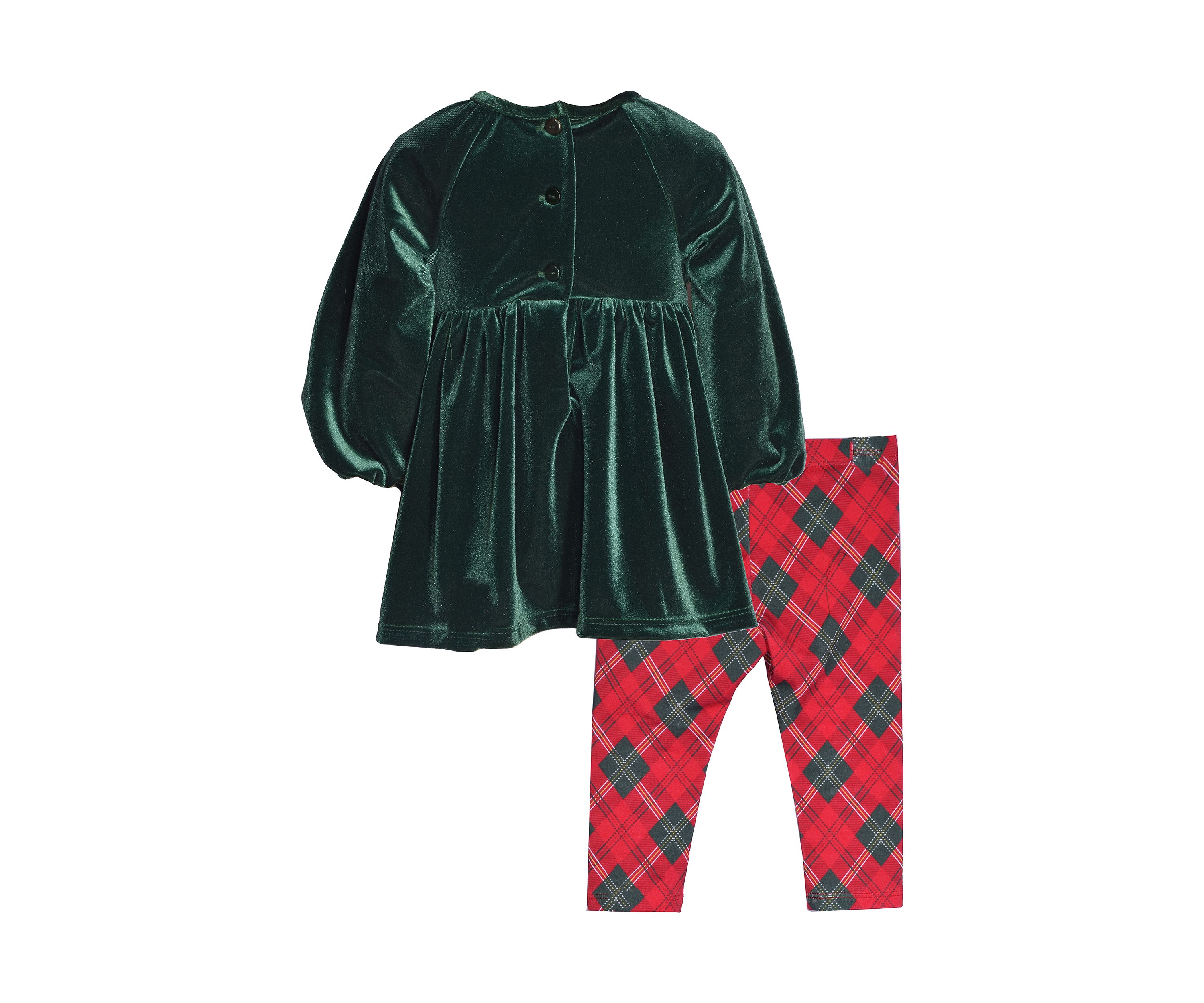 Girls 4-6x Velvet Top and Plaid Leggings Set
