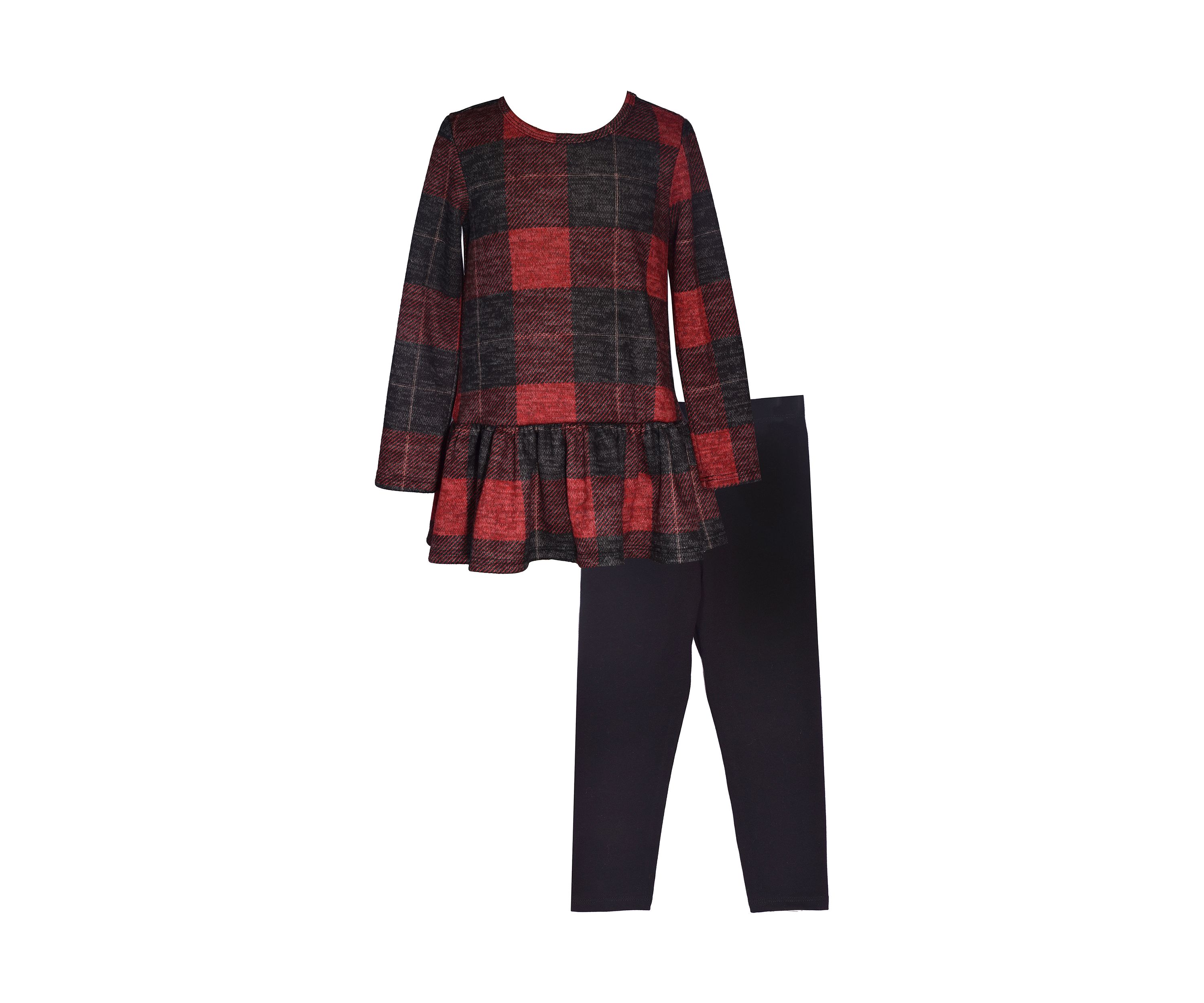 Girls 4-6x Check Knit Top and Faux Fur Vest Set
