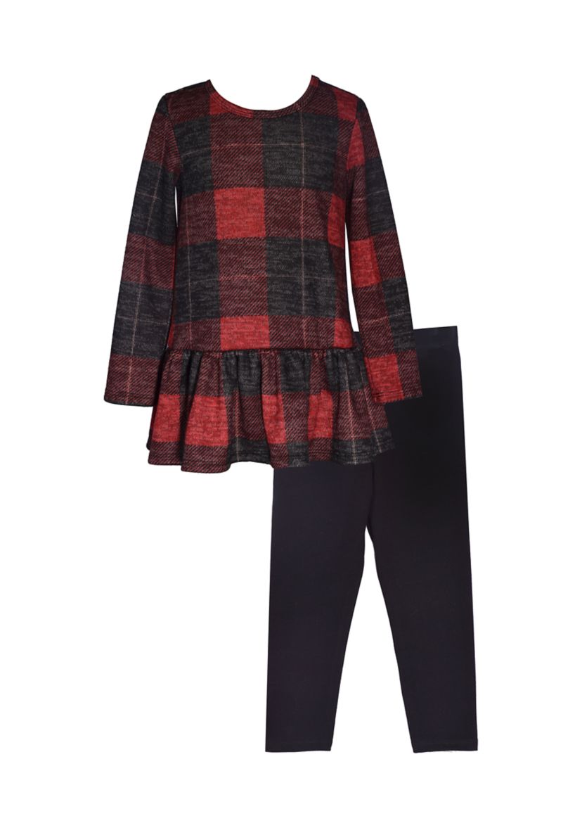 Girls 4-6x Check Knit Top and Faux Fur Vest Set