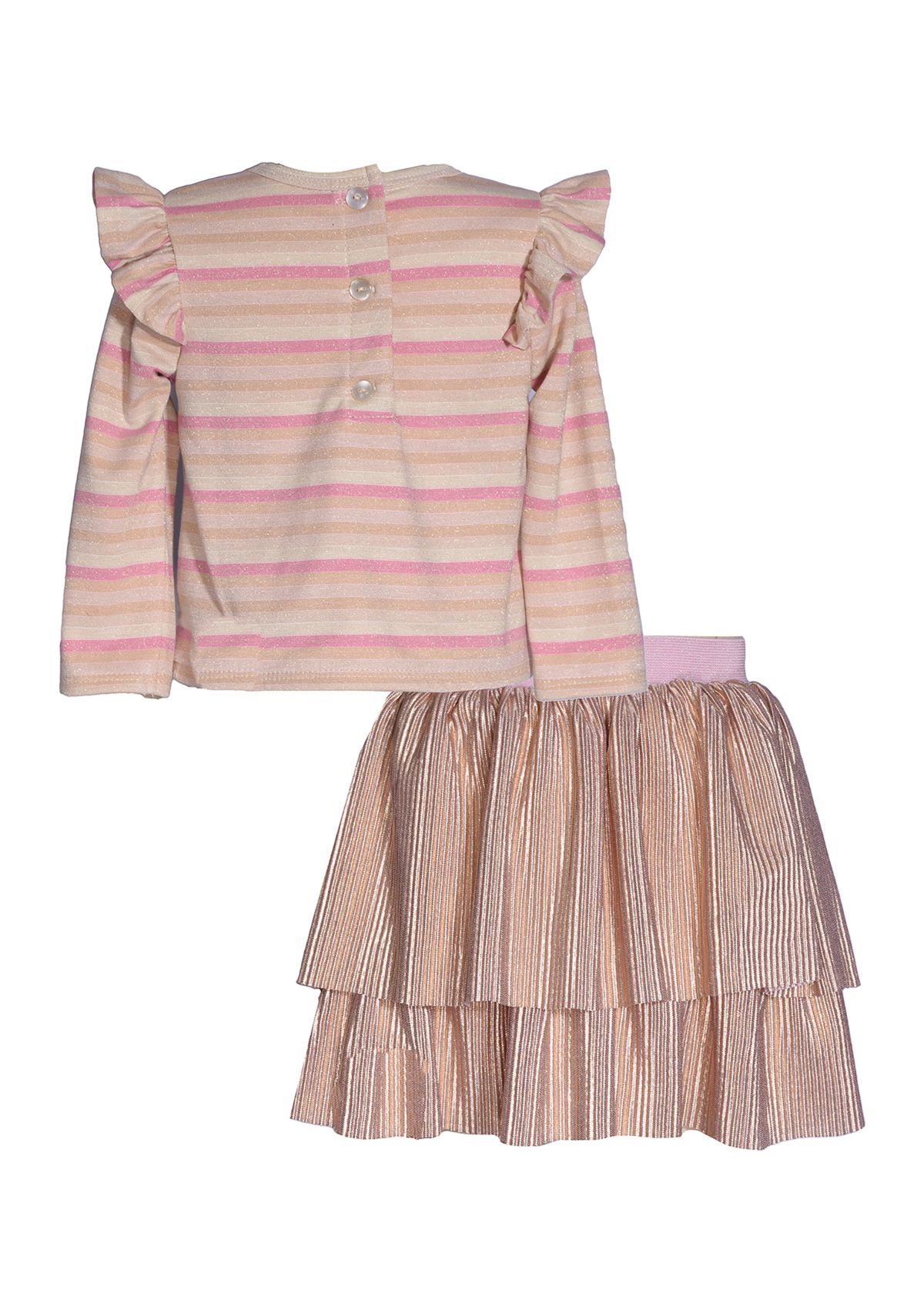 Girls 4-6x Top with Sequin Bow Appliqué and Tiered Skirt
