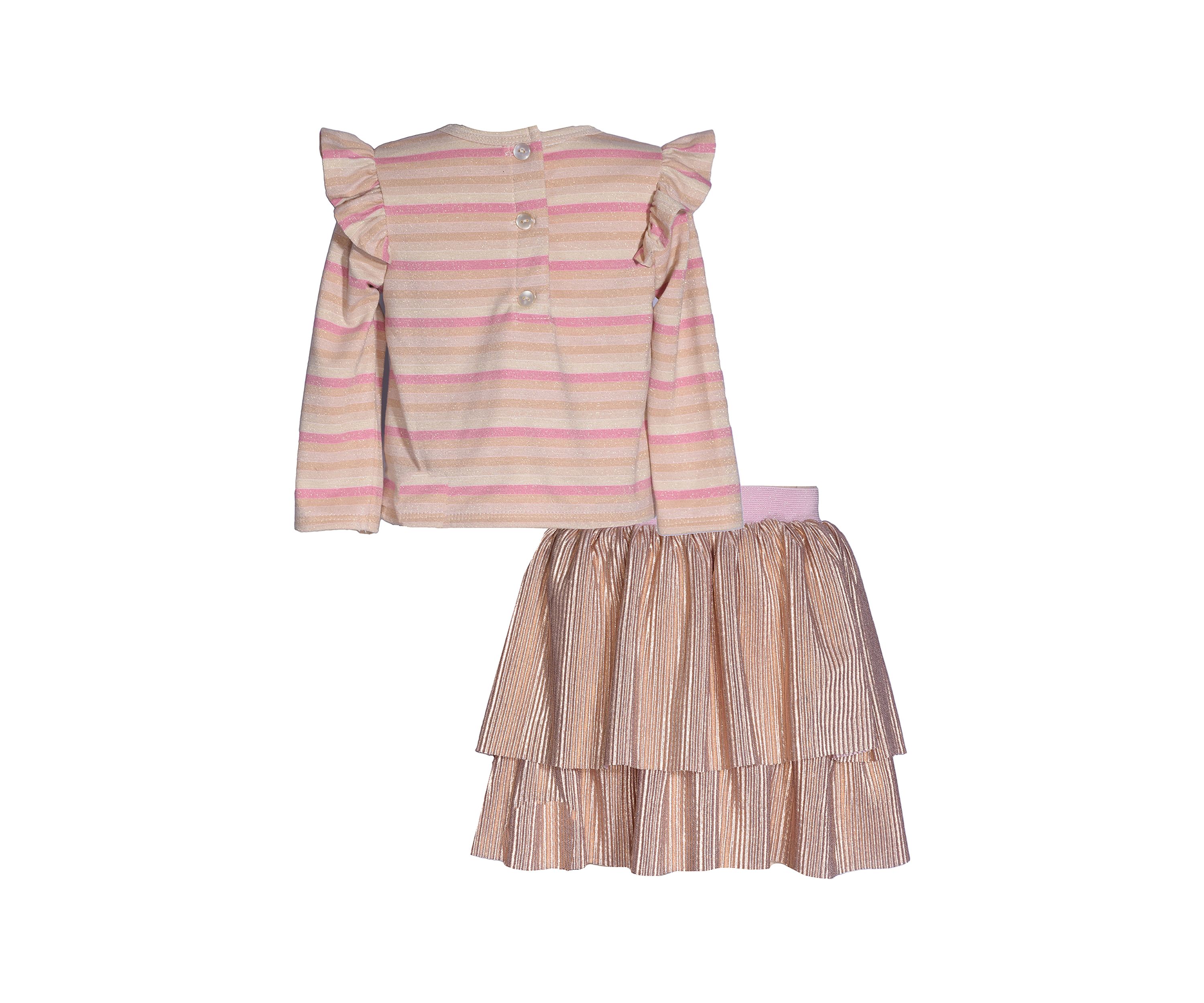 Girls 4-6x Top with Sequin Bow Appliqué and Tiered Skirt