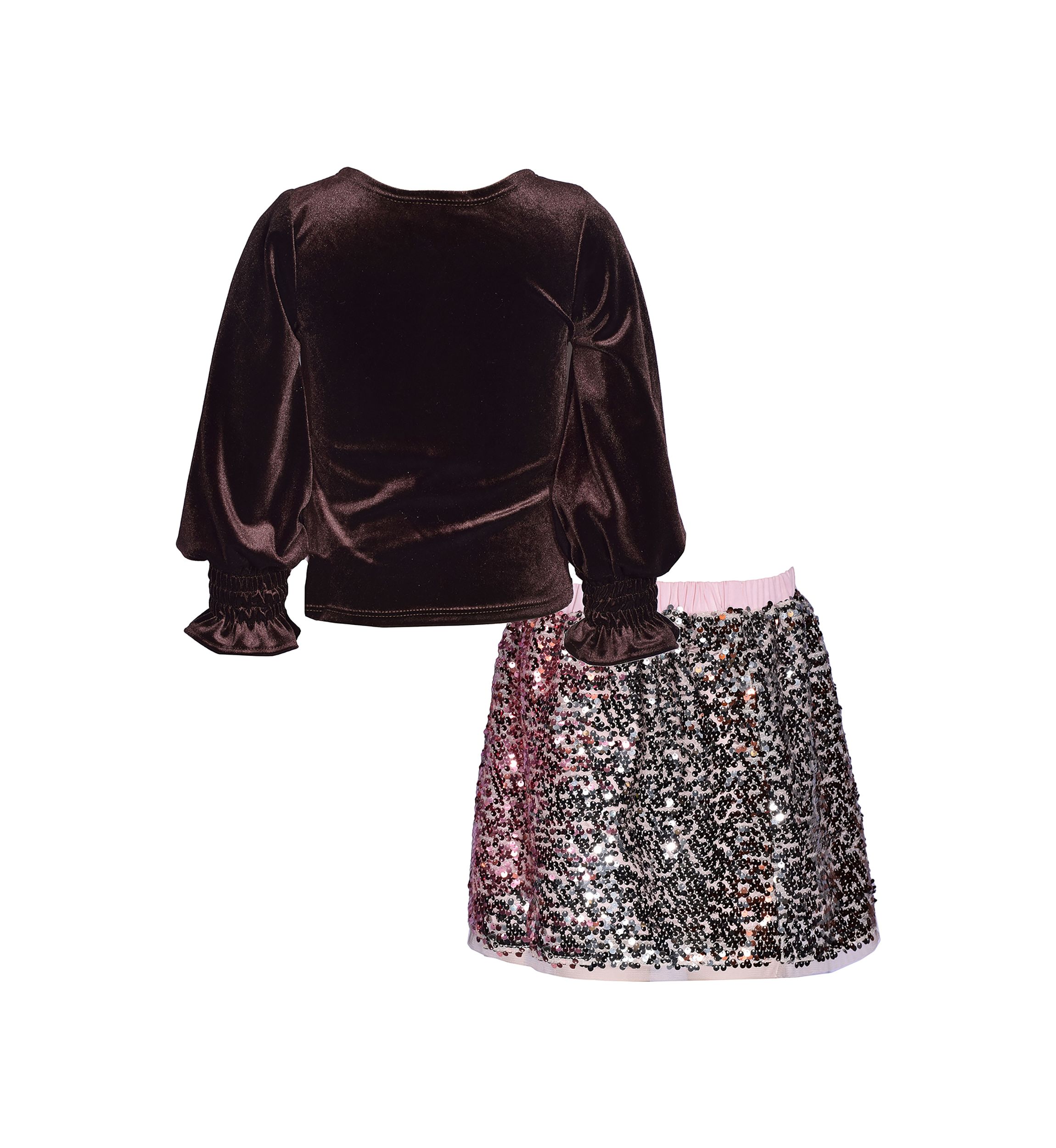 Girls 4-6x Velvet Top with Ombré Sequin Skirt