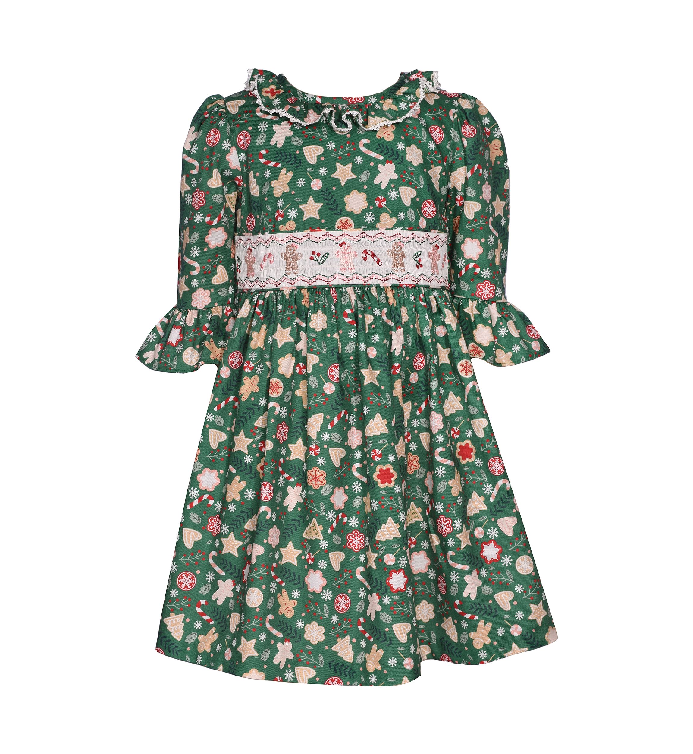 Girls 4-6x Gingerbread Smocked Dress 