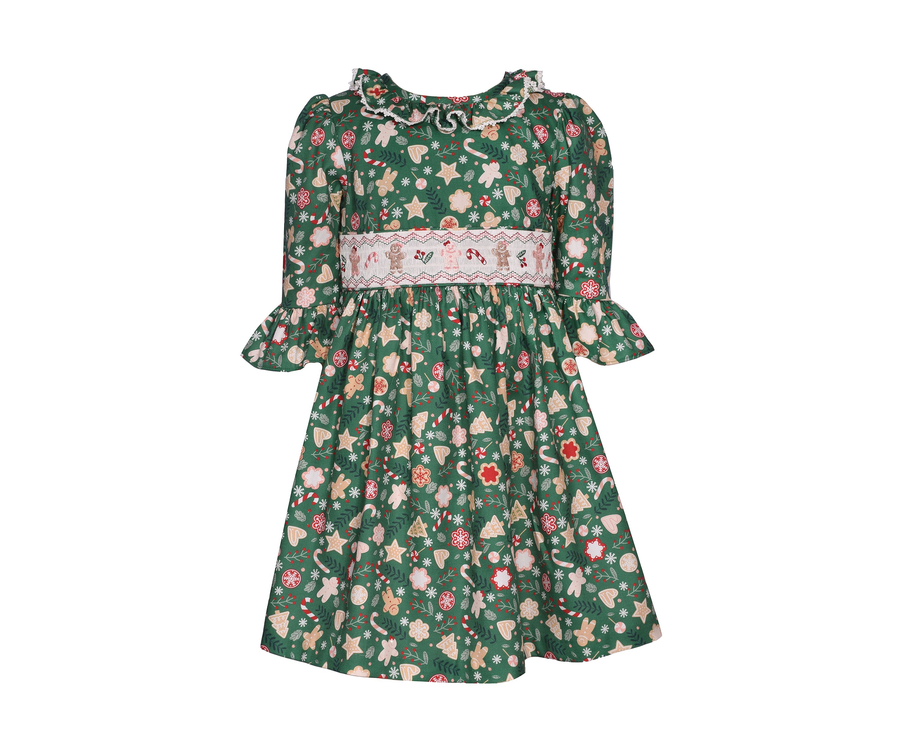 Girls 4-6x Gingerbread Smocked Dress 