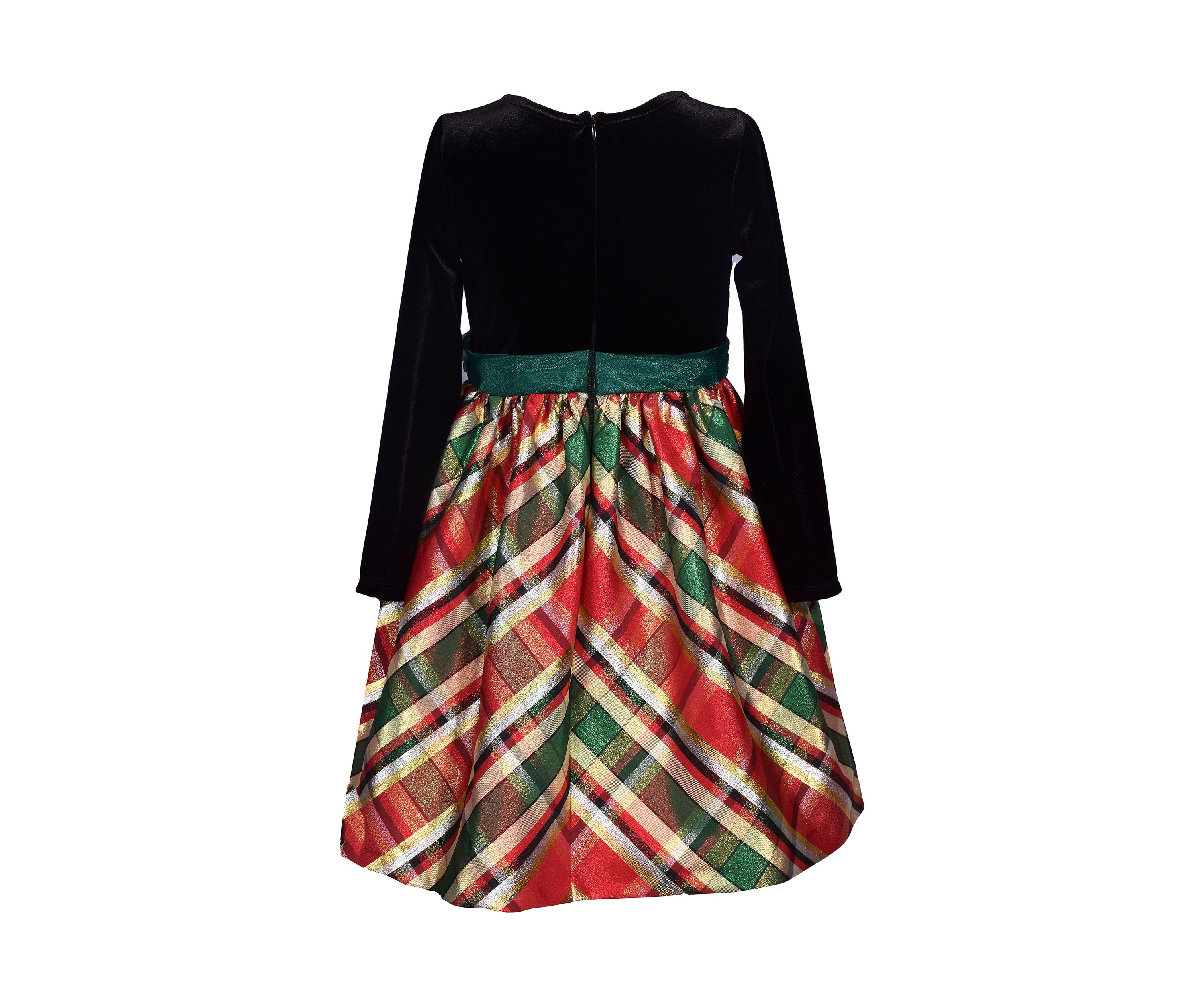 Girls 4-6x Stretch Taffeta Long Sleeve Dress  