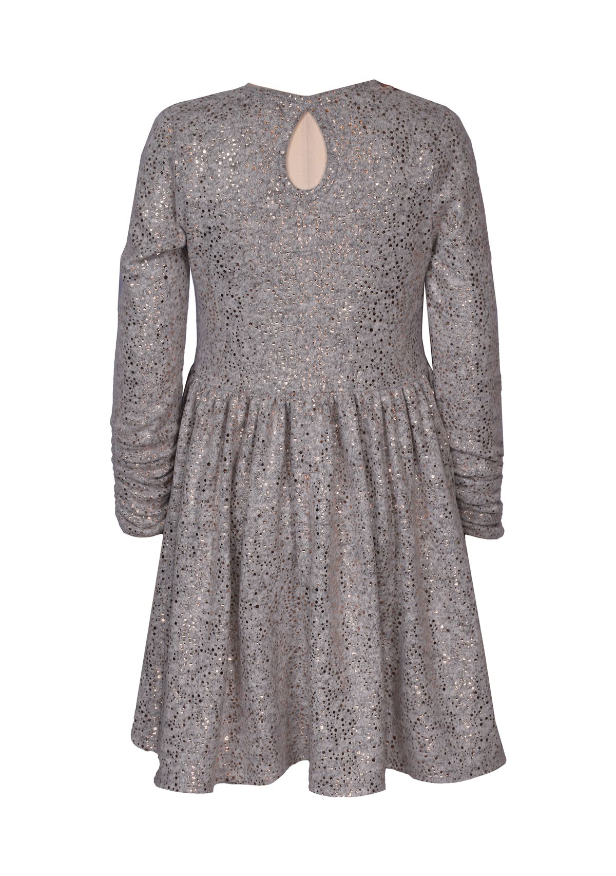 Girls 7-16 Long Sleeve Foiled Hacci Dress with Bag 