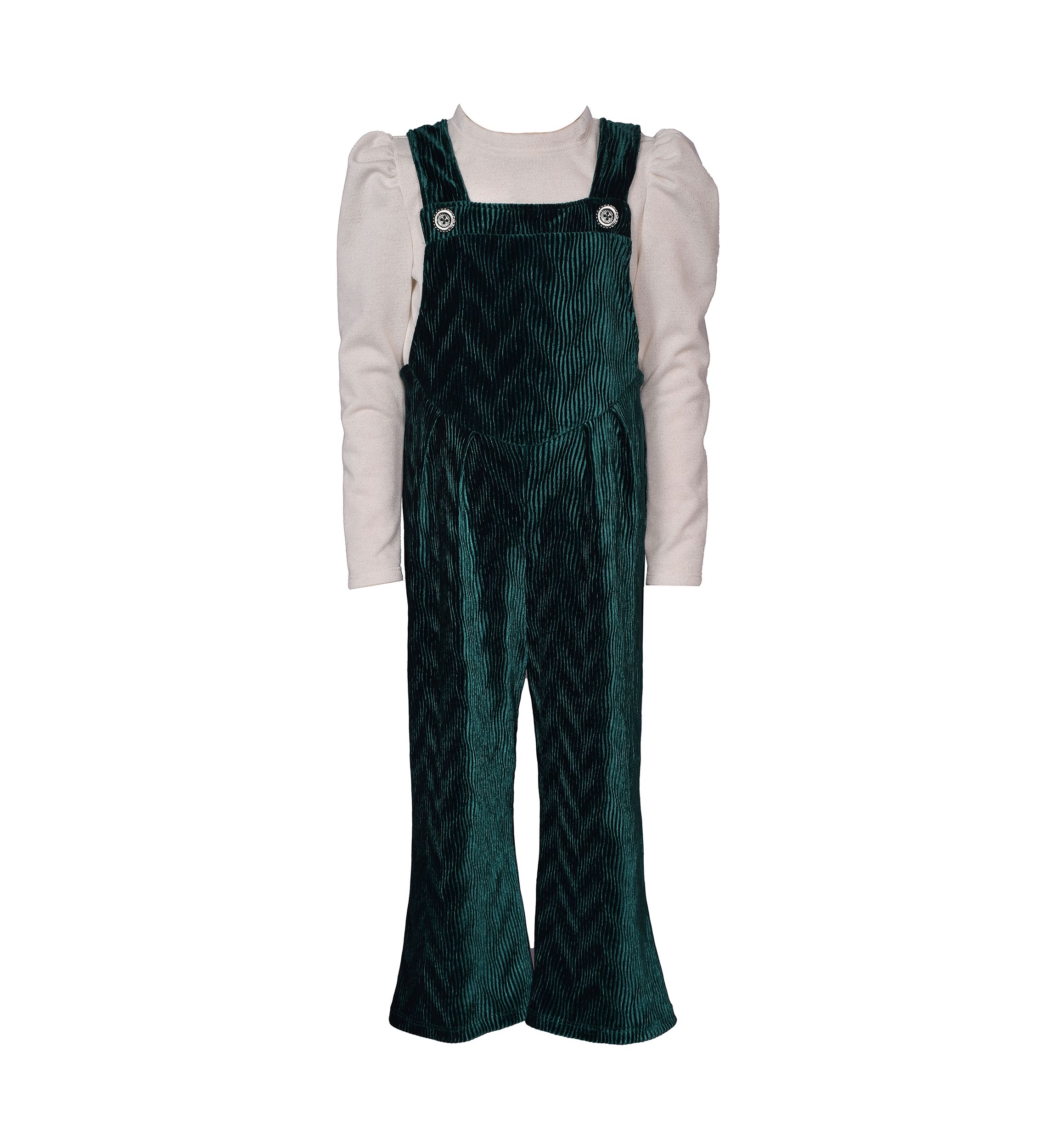Girls 4-6x Bib-Front Velvet Jumpsuit 