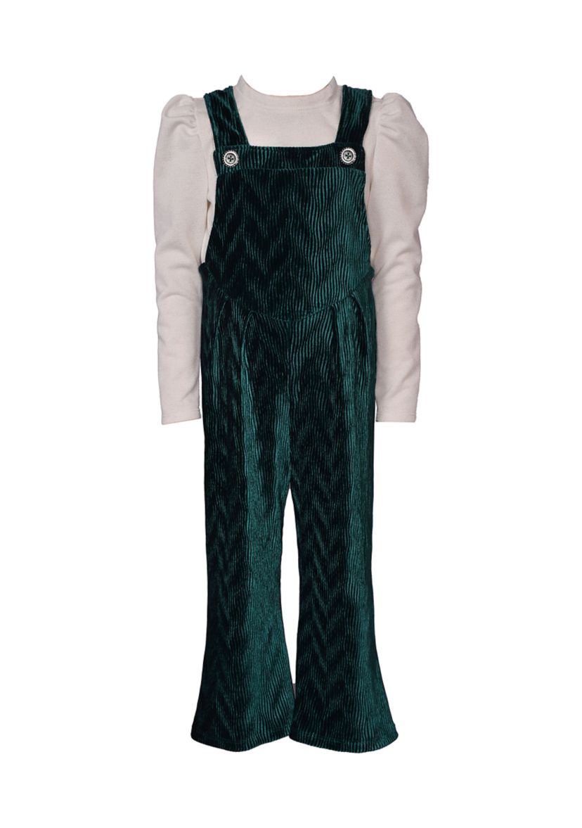 Girls 4-6x Bib-Front Velvet Jumpsuit 