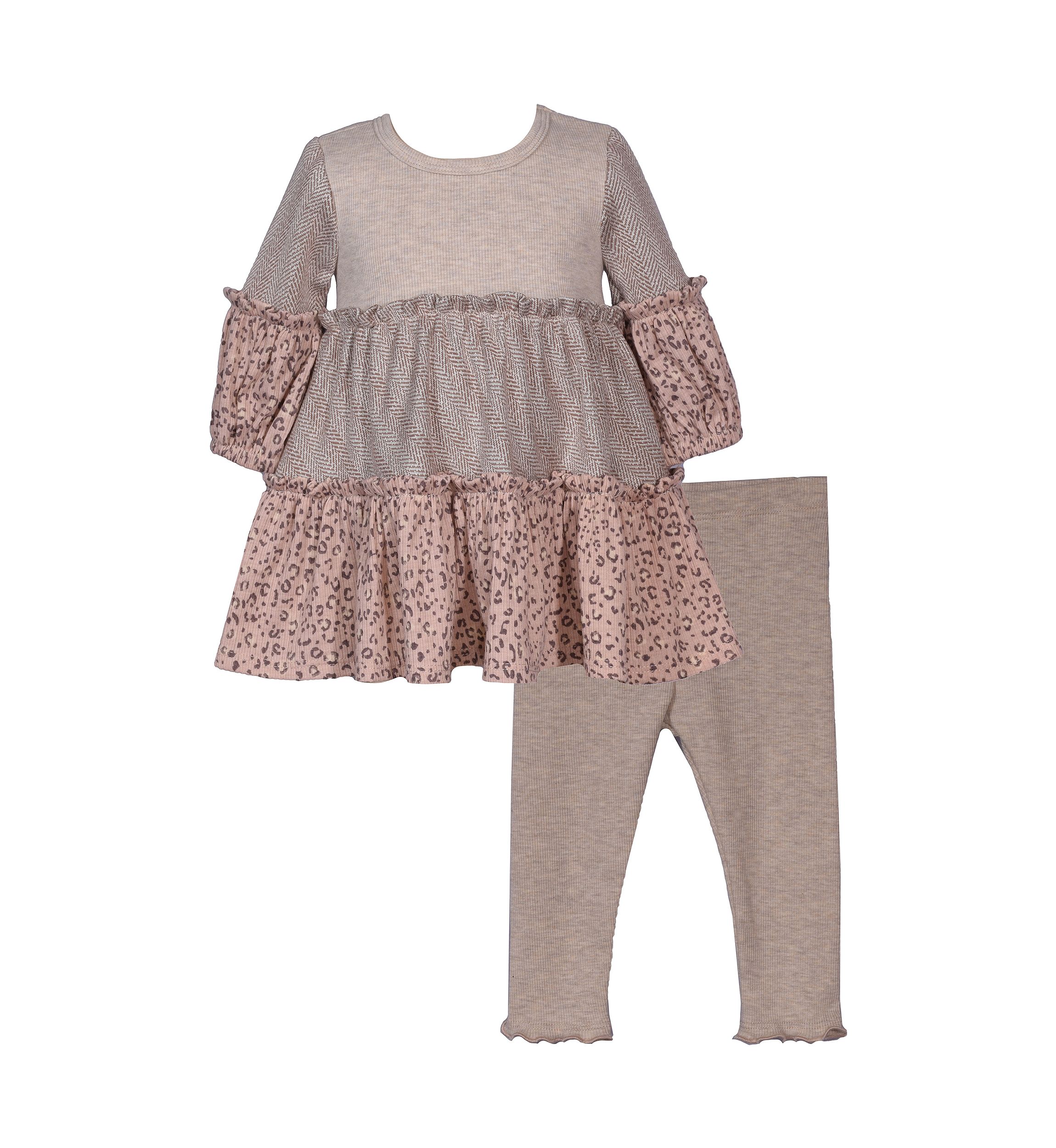 Girls 4-6x Mash Up Mixed Media Printed Top and Leggings Set