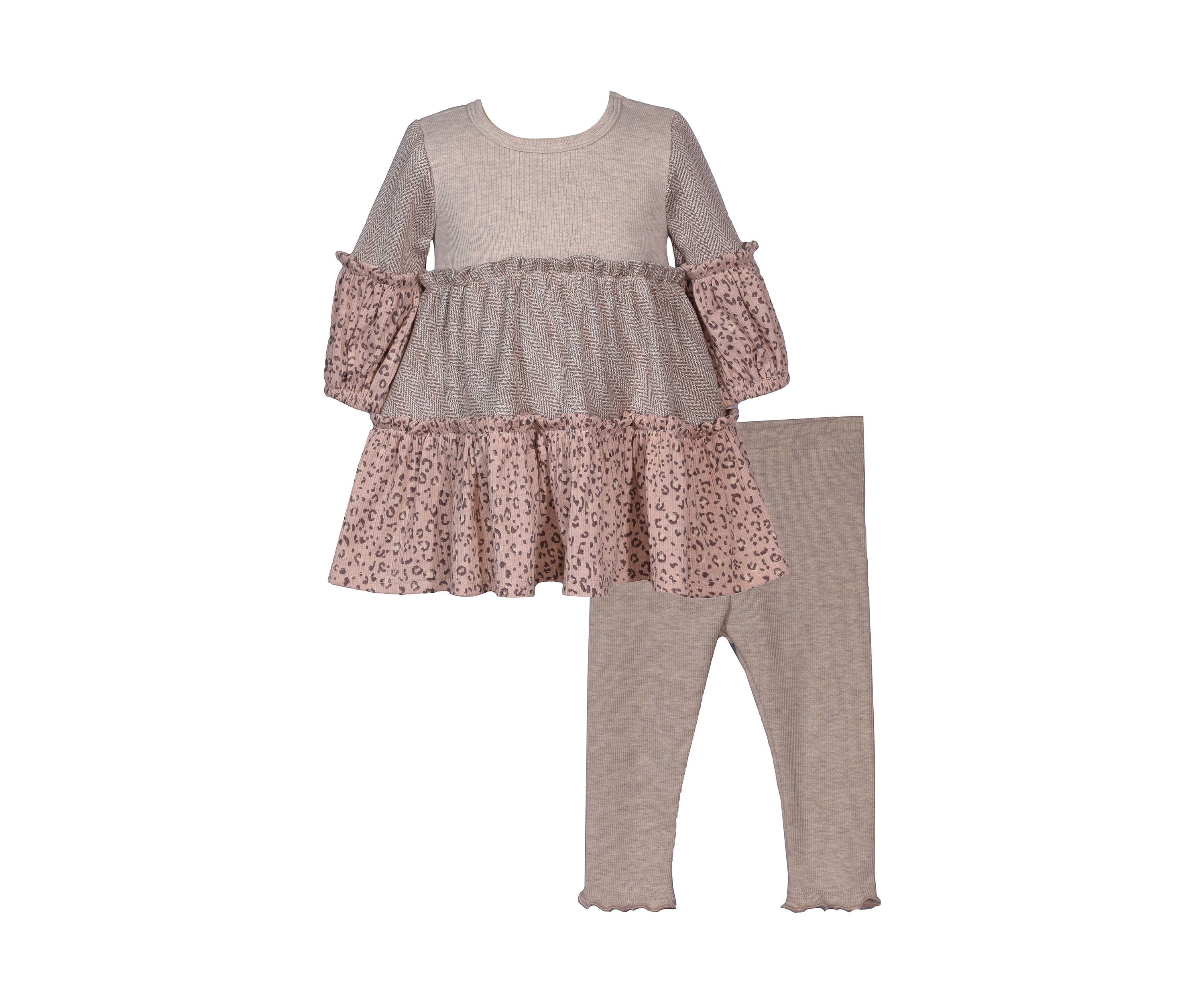 Girls 4-6x Mash Up Mixed Media Printed Top and Leggings Set