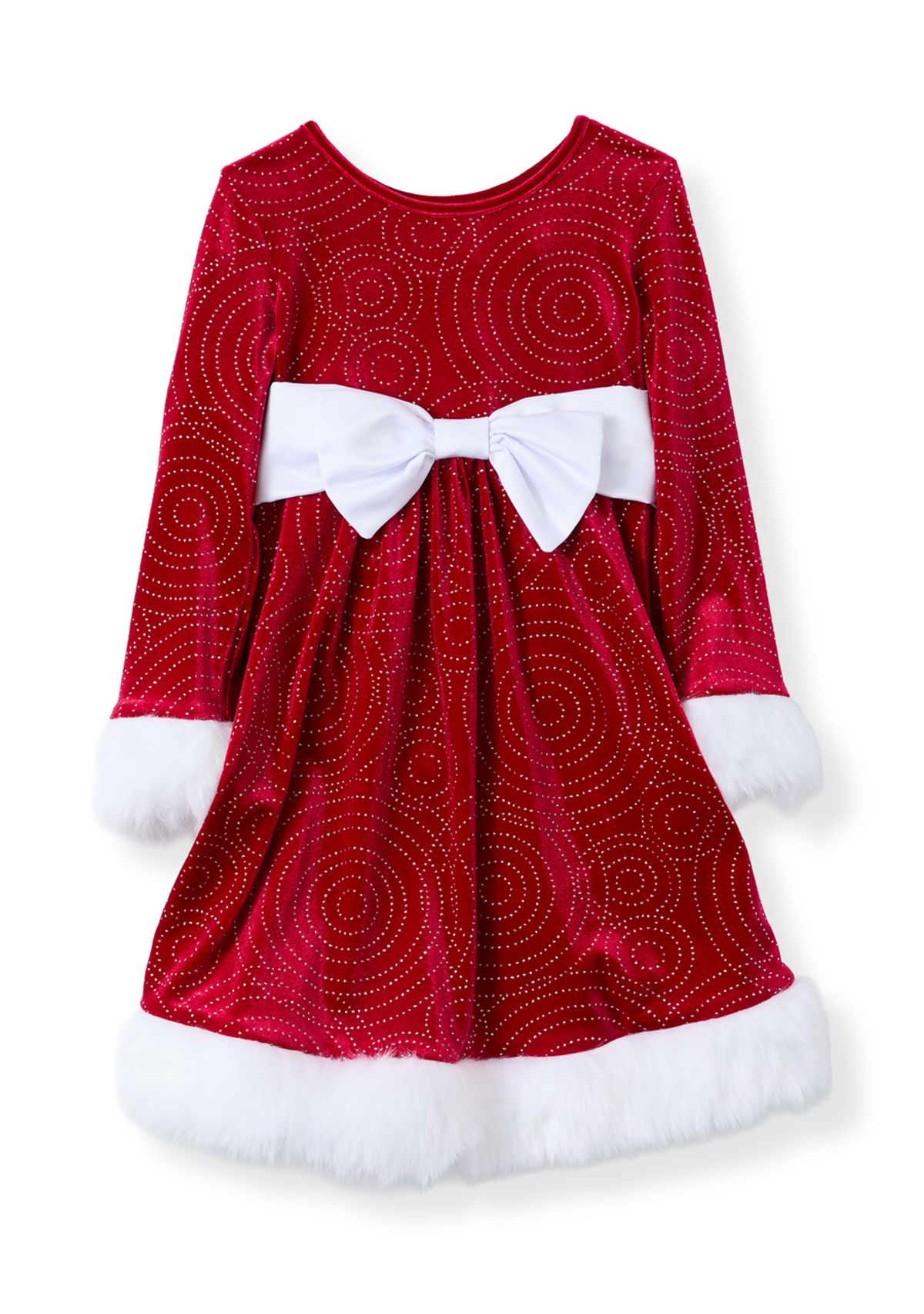 Girls 4-6x Sparkle Swirl Santa Dress
