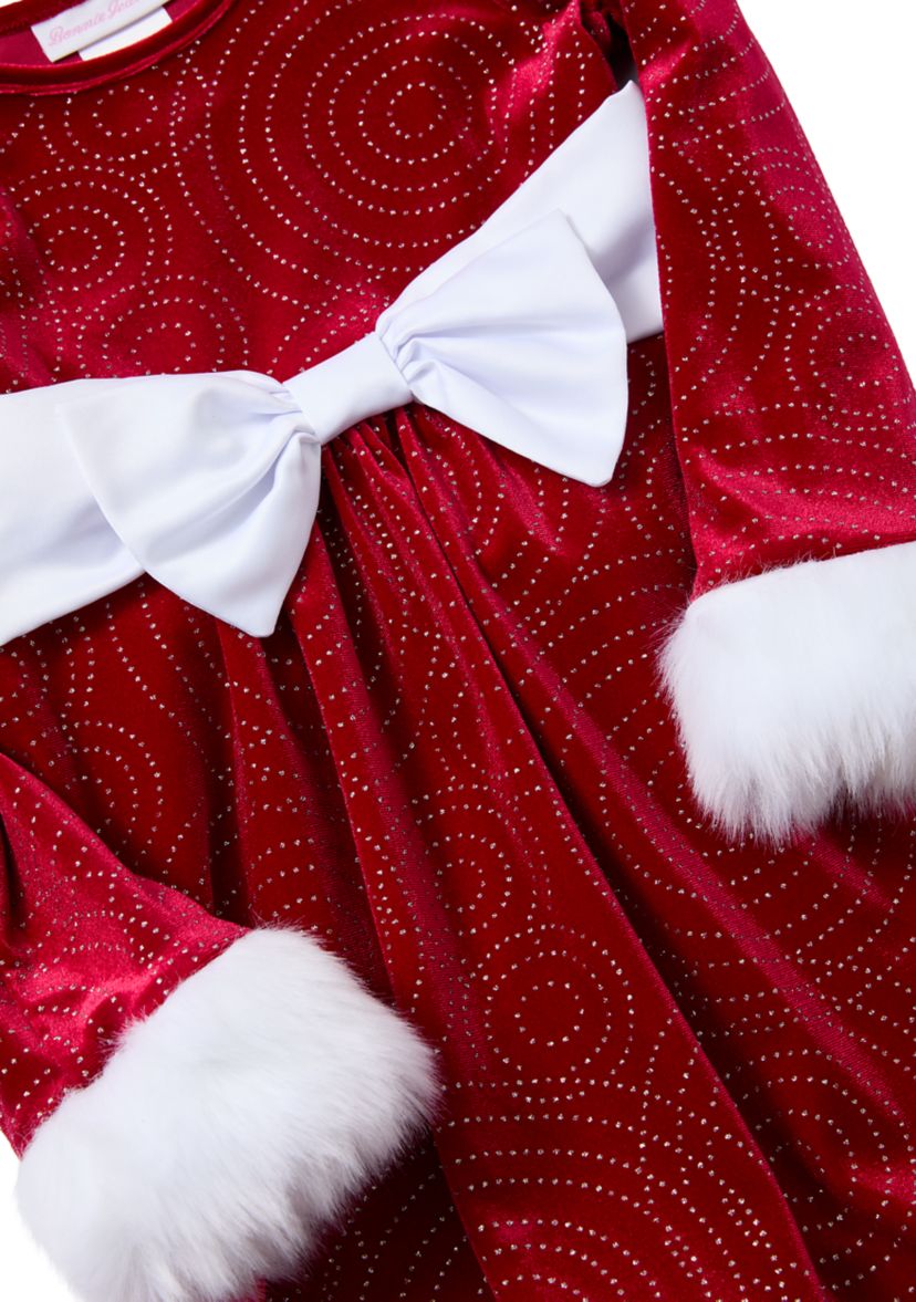  Girls 4-6x Sparkle Swirl Santa Dress