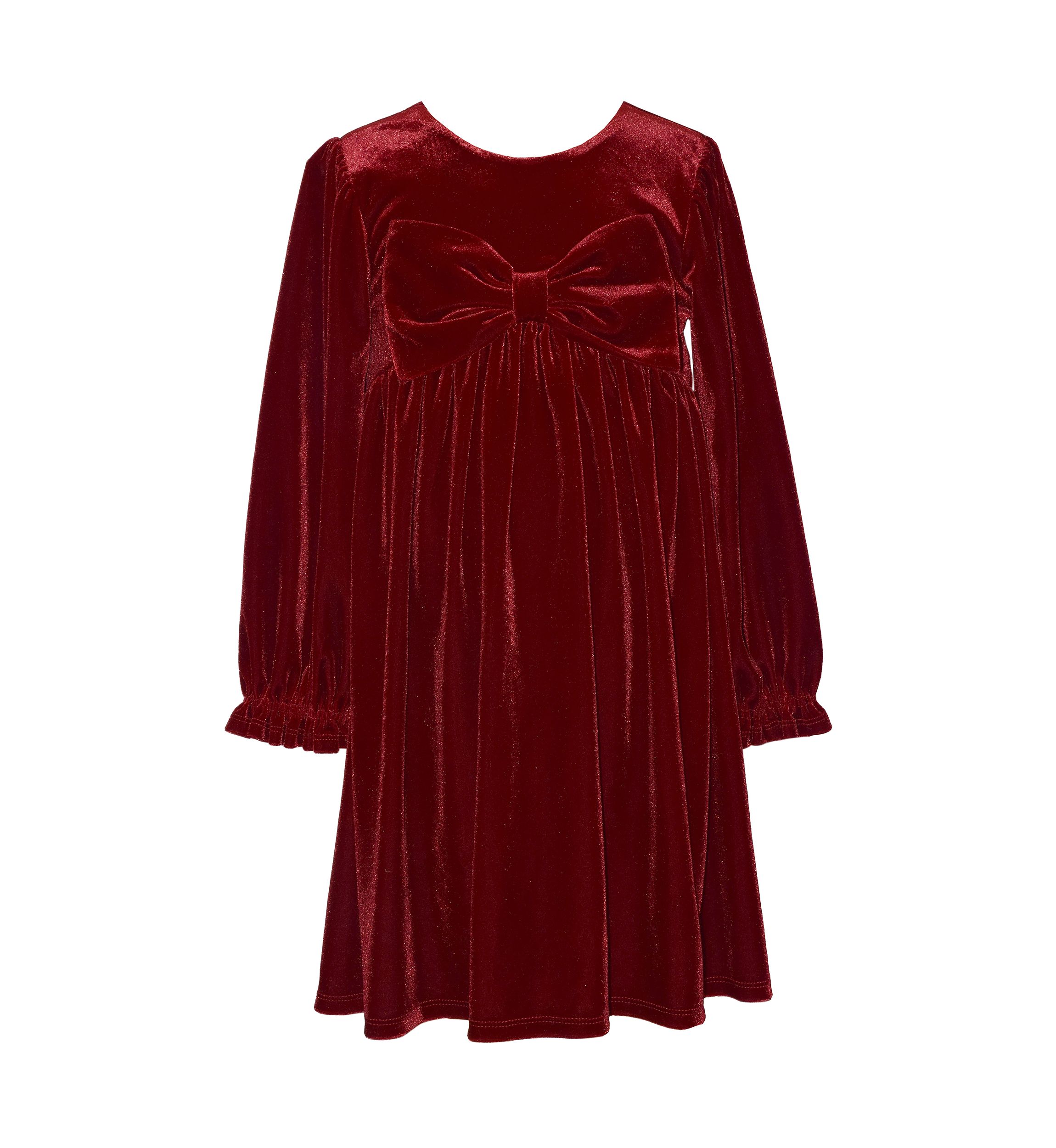 Bonnie Jean Girls 4-6 Red Velvet Bow Front Dress
