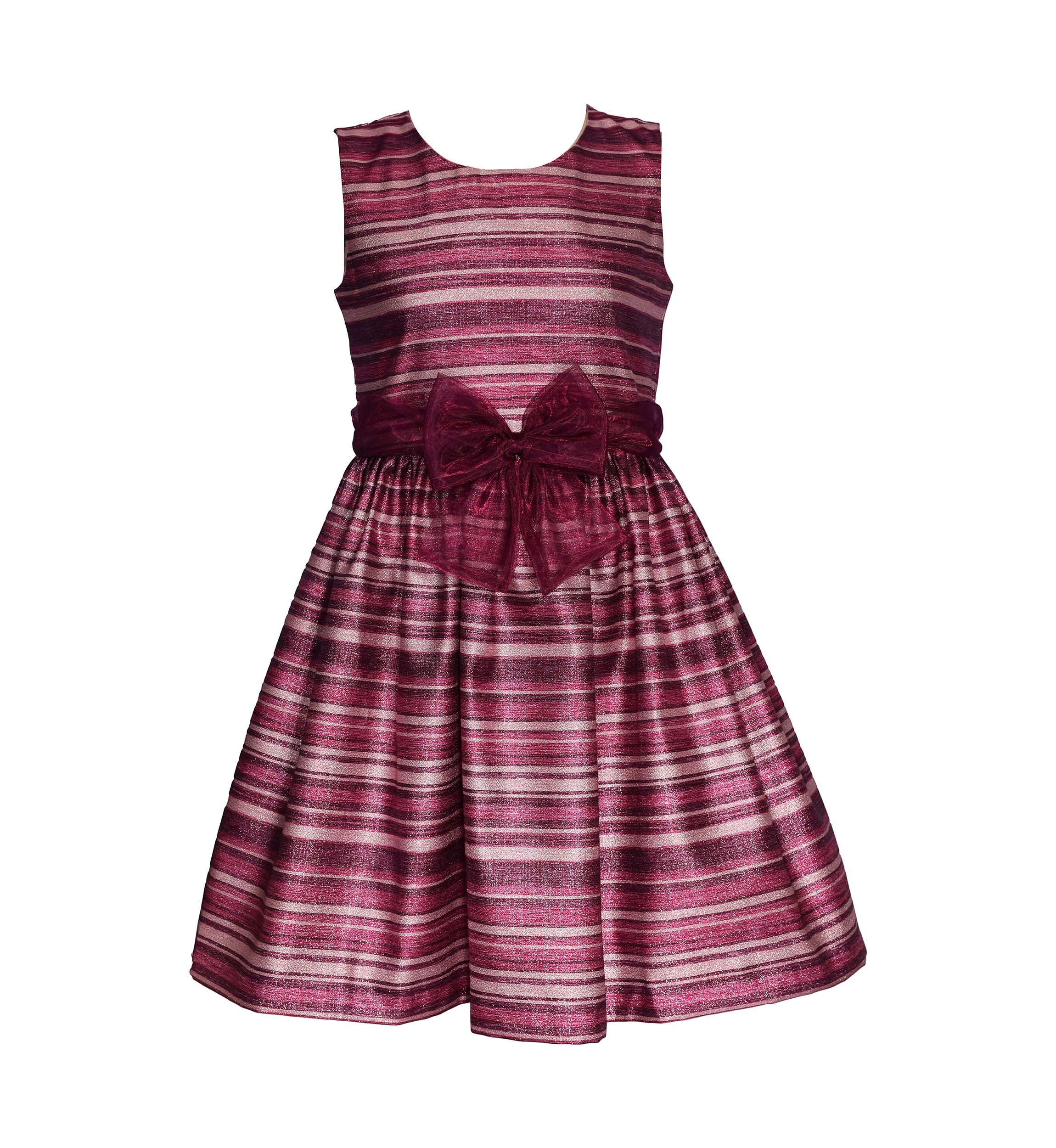 Girls 7-16 Velvet Cardigan over Striped Dress
