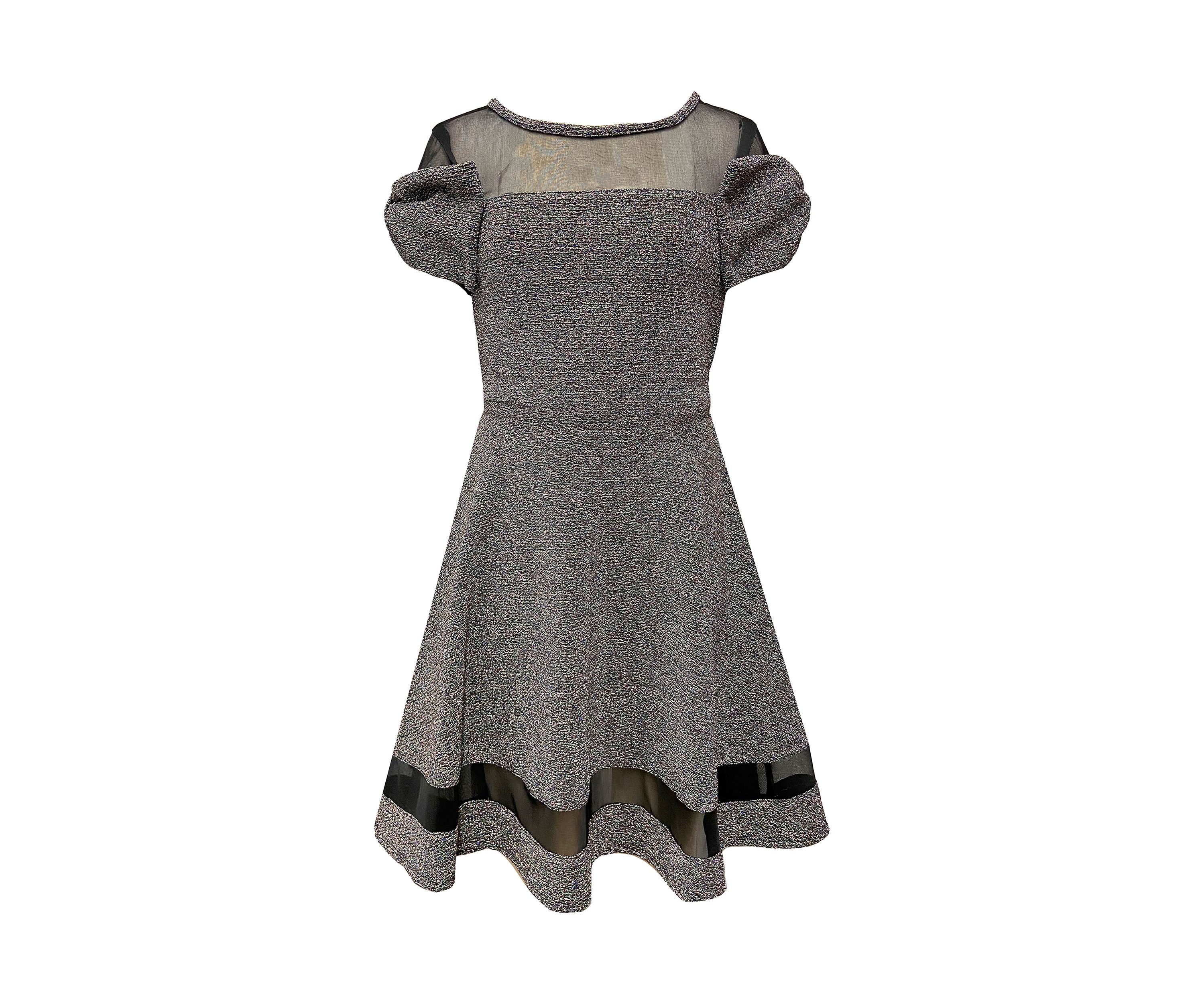Girls 7-17 Metallic Knit Skater Dress with Bow Details