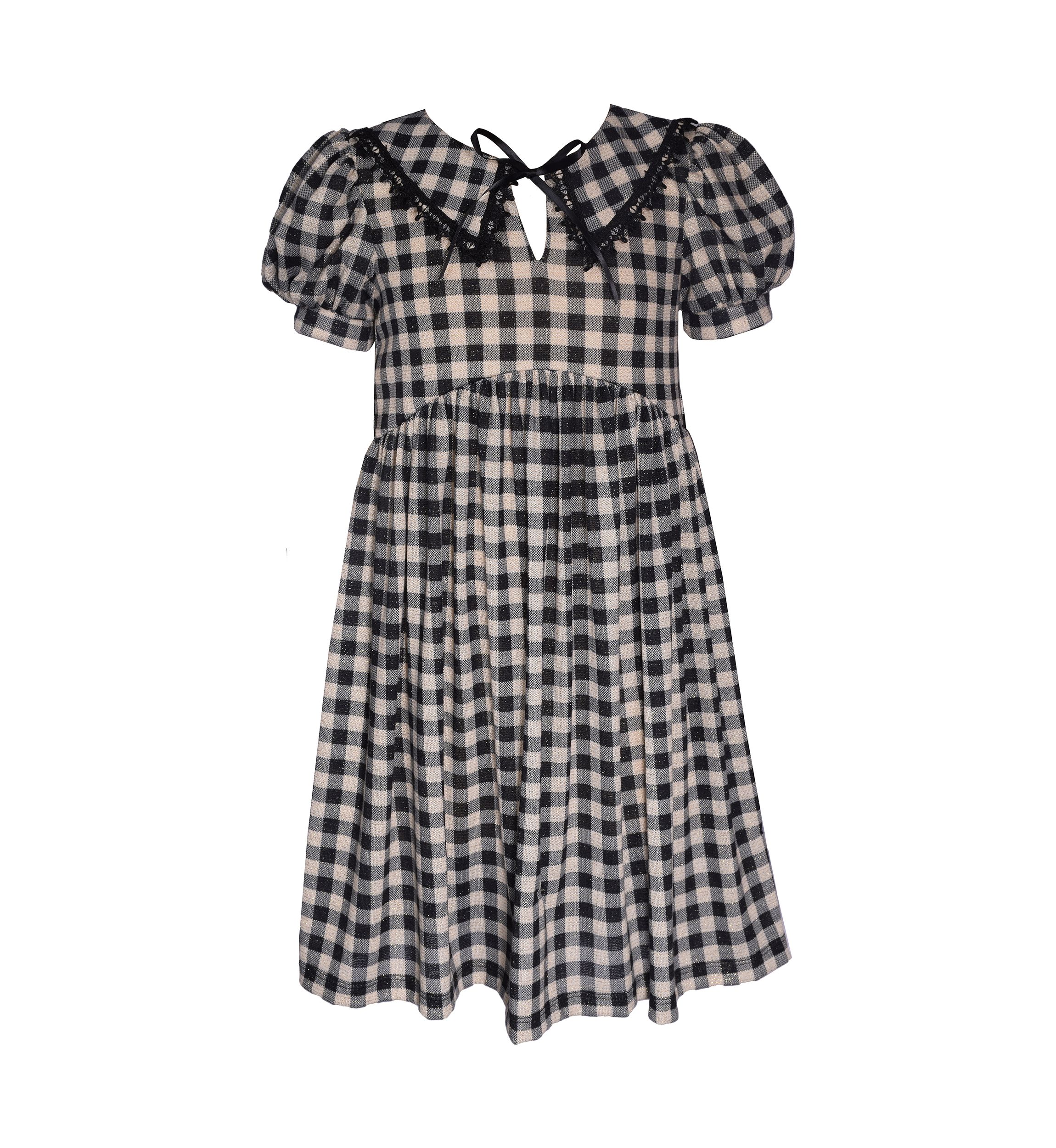Girls 7-16 Metallic Checkered Dress