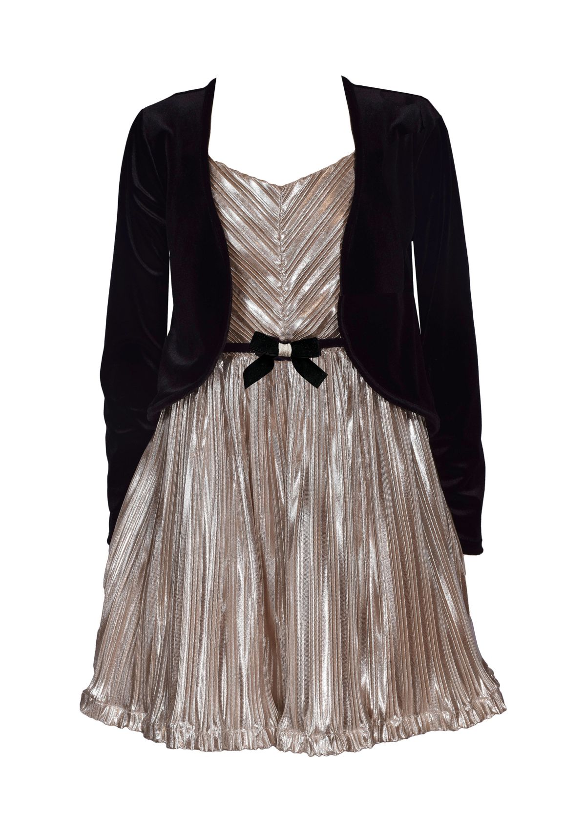 Girls 7-16 Crinkle Dress with Cardigan 