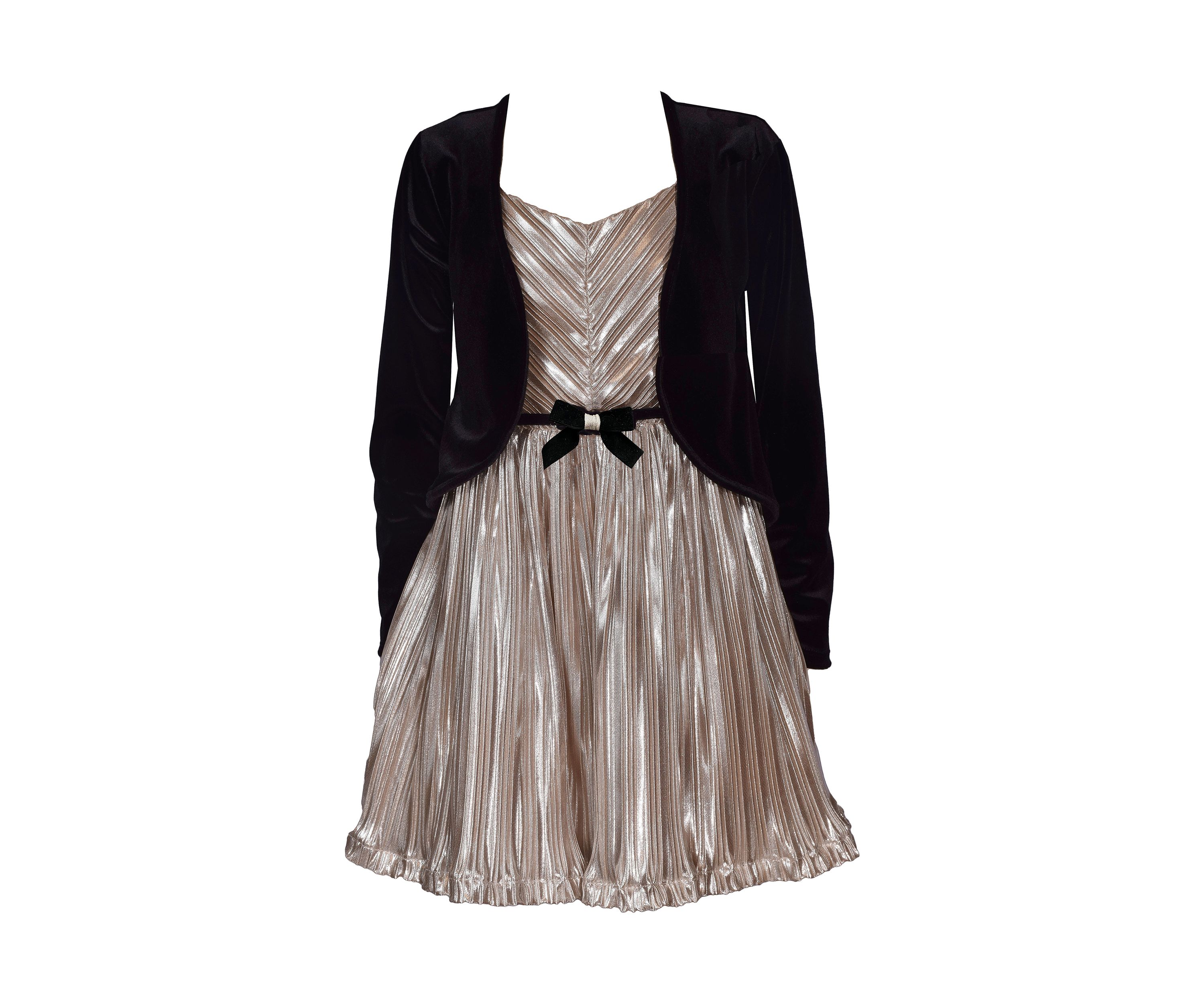 Girls 7-16 Crinkle Dress with Cardigan 