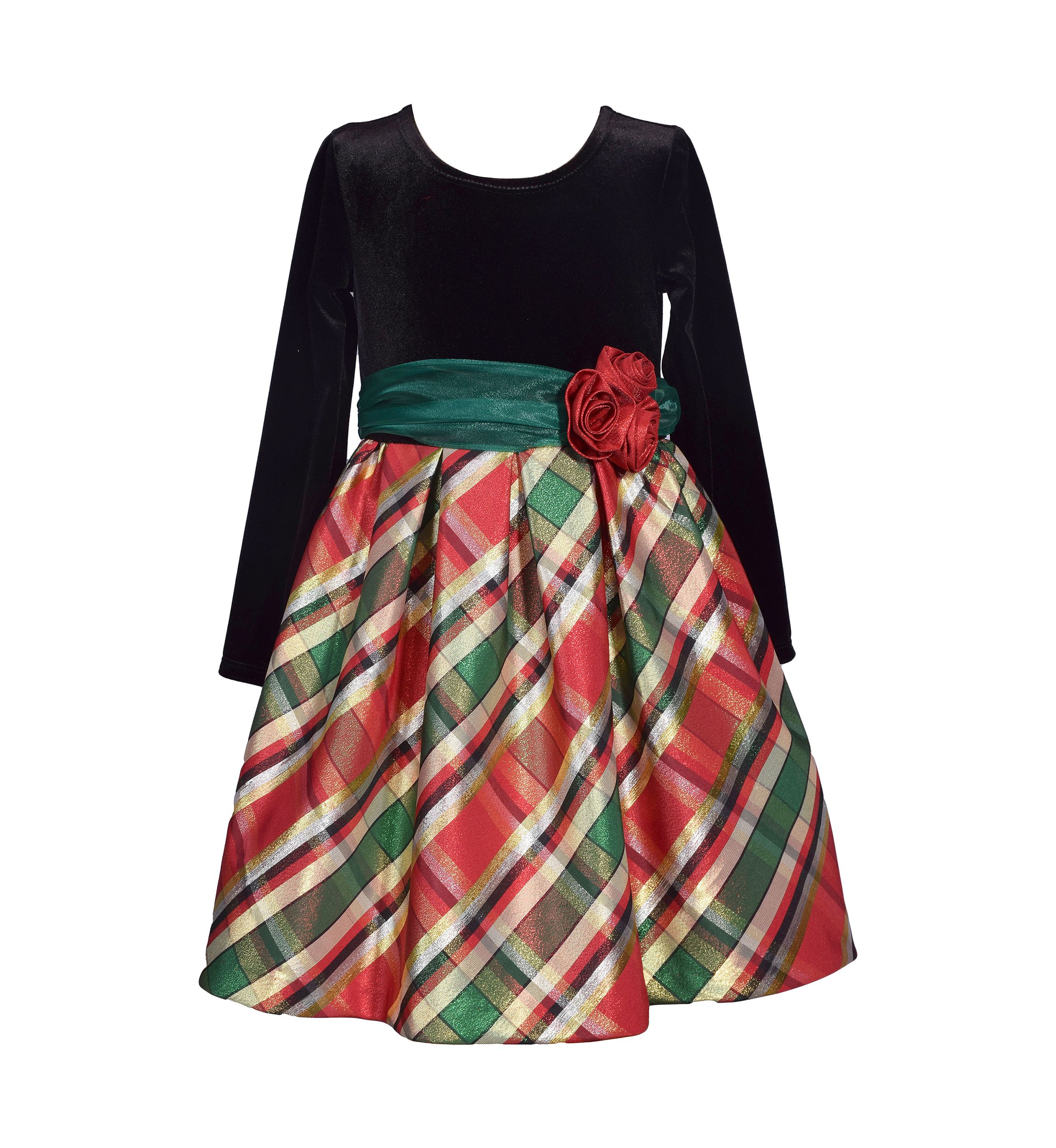 Girls 7-16 Long Sleeve Taffeta Plaid Dress