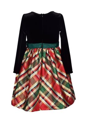 Bonnie Jean Girls 7 16 Long Sleeve Taffeta Plaid Dress Red 14