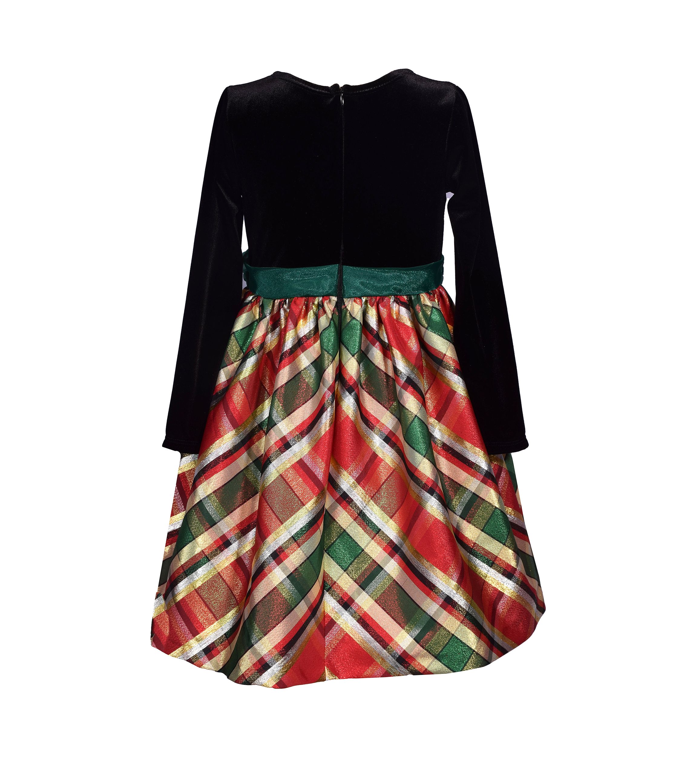 Girls 7-16 Long Sleeve Taffeta Plaid Dress