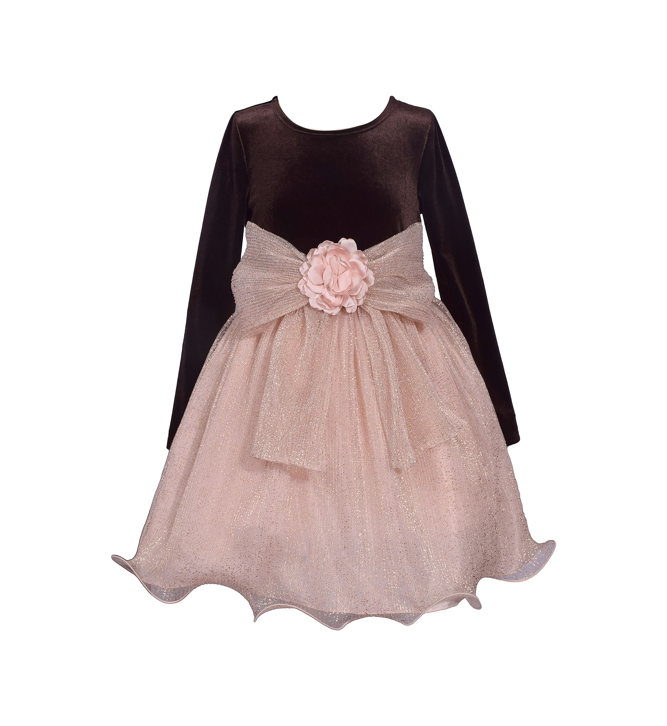Girls 7-16 Long Sleeve Stretch to Pleat Dress
