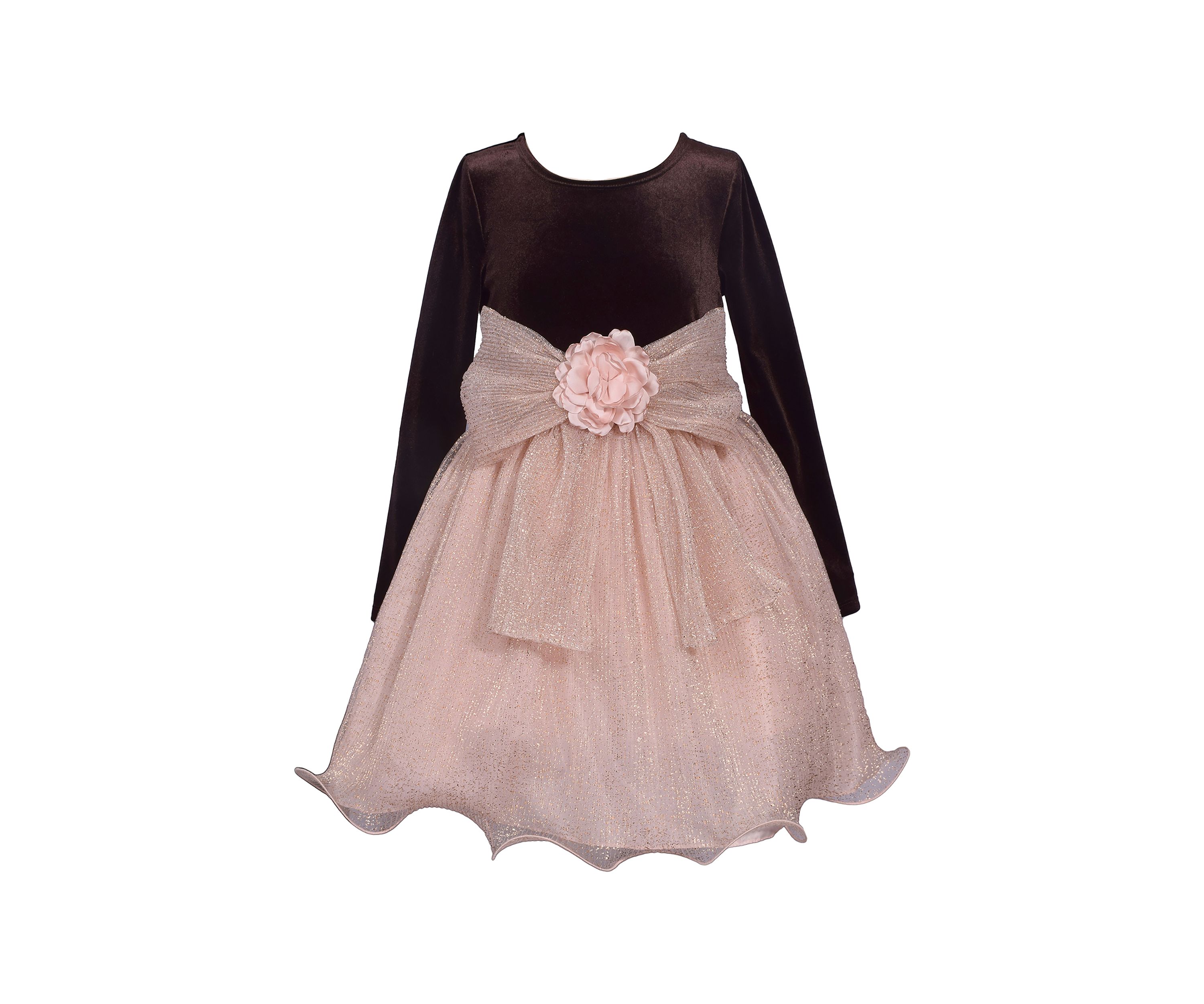 Girls 7-16 Long Sleeve Stretch to Pleat Dress