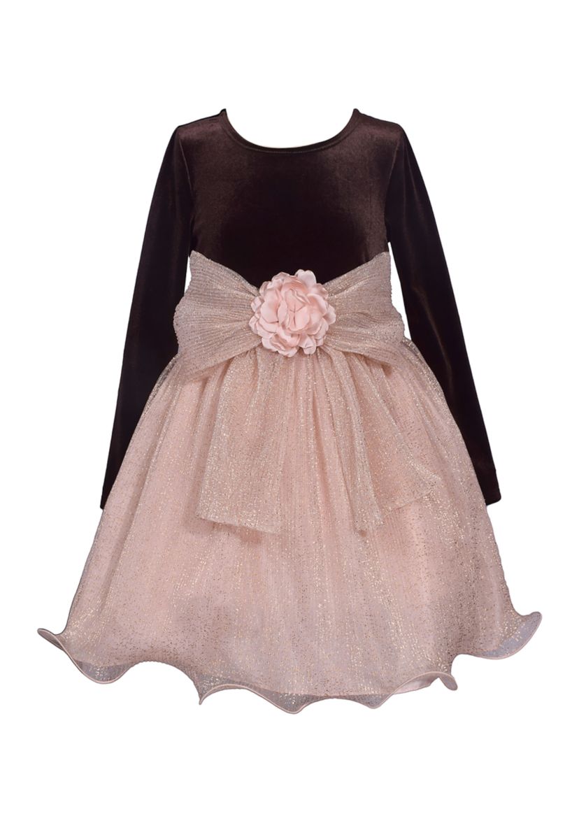 Girls 7-16 Long Sleeve Stretch to Pleat Dress